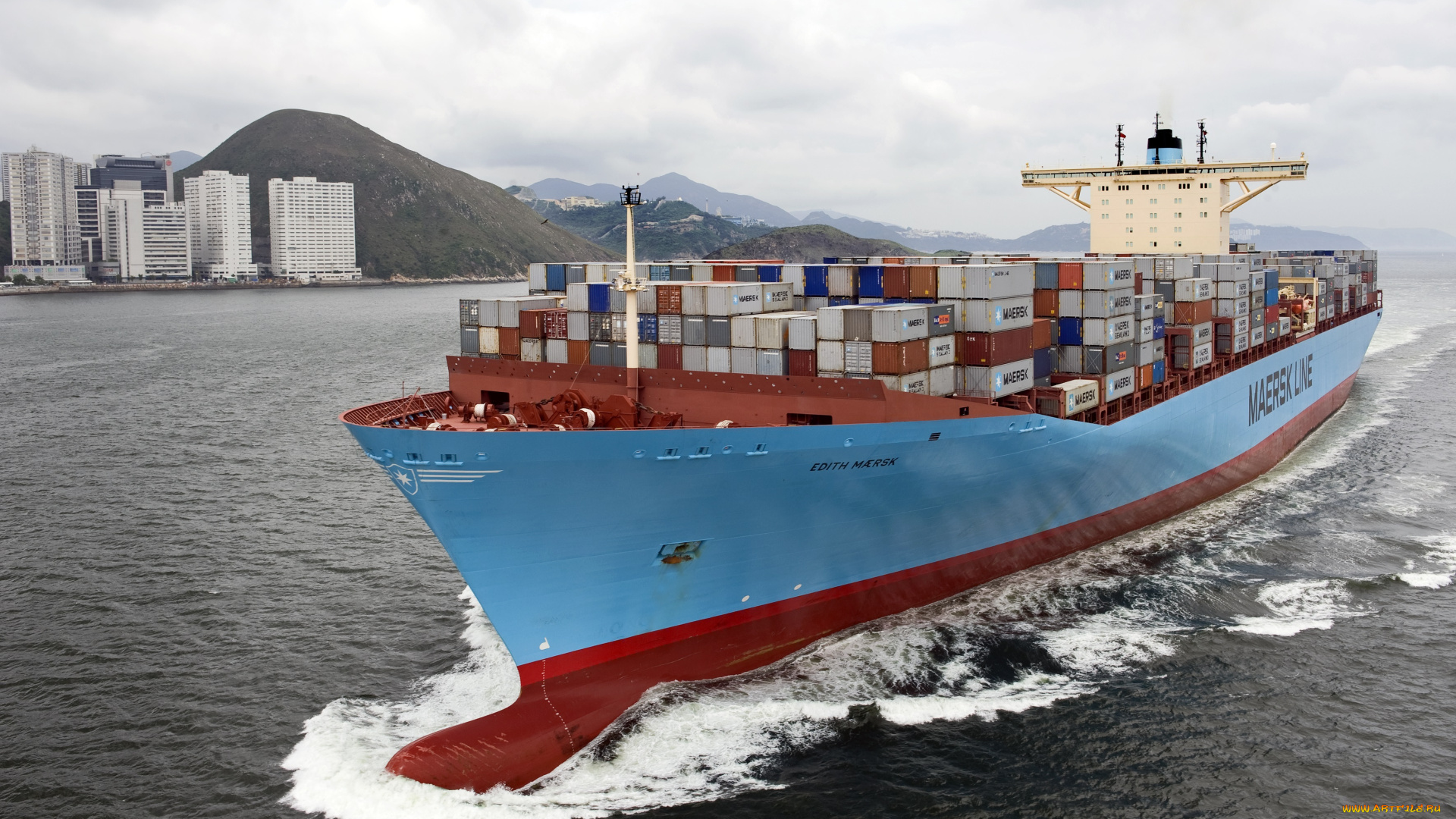 edith, maersk, корабли, грузовые, суда, море, берег, судно, контейнеровоз, рейс
