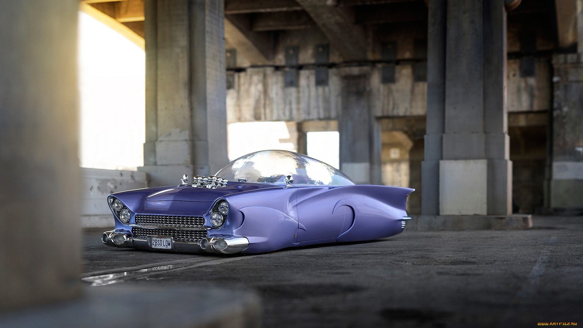 автомобили, ford, 1955, beatnik-bubbletop, custom
