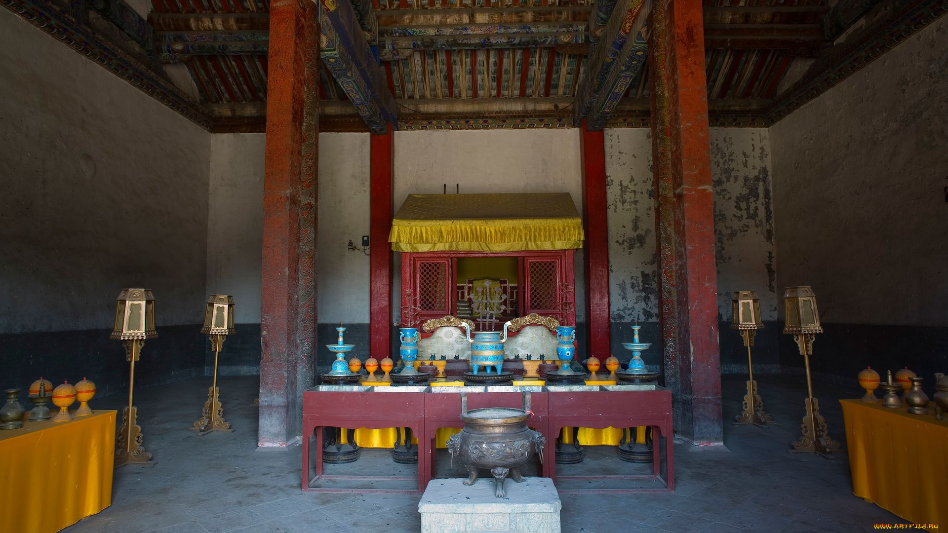 интерьер, убранство, роспись, храма, шэньян