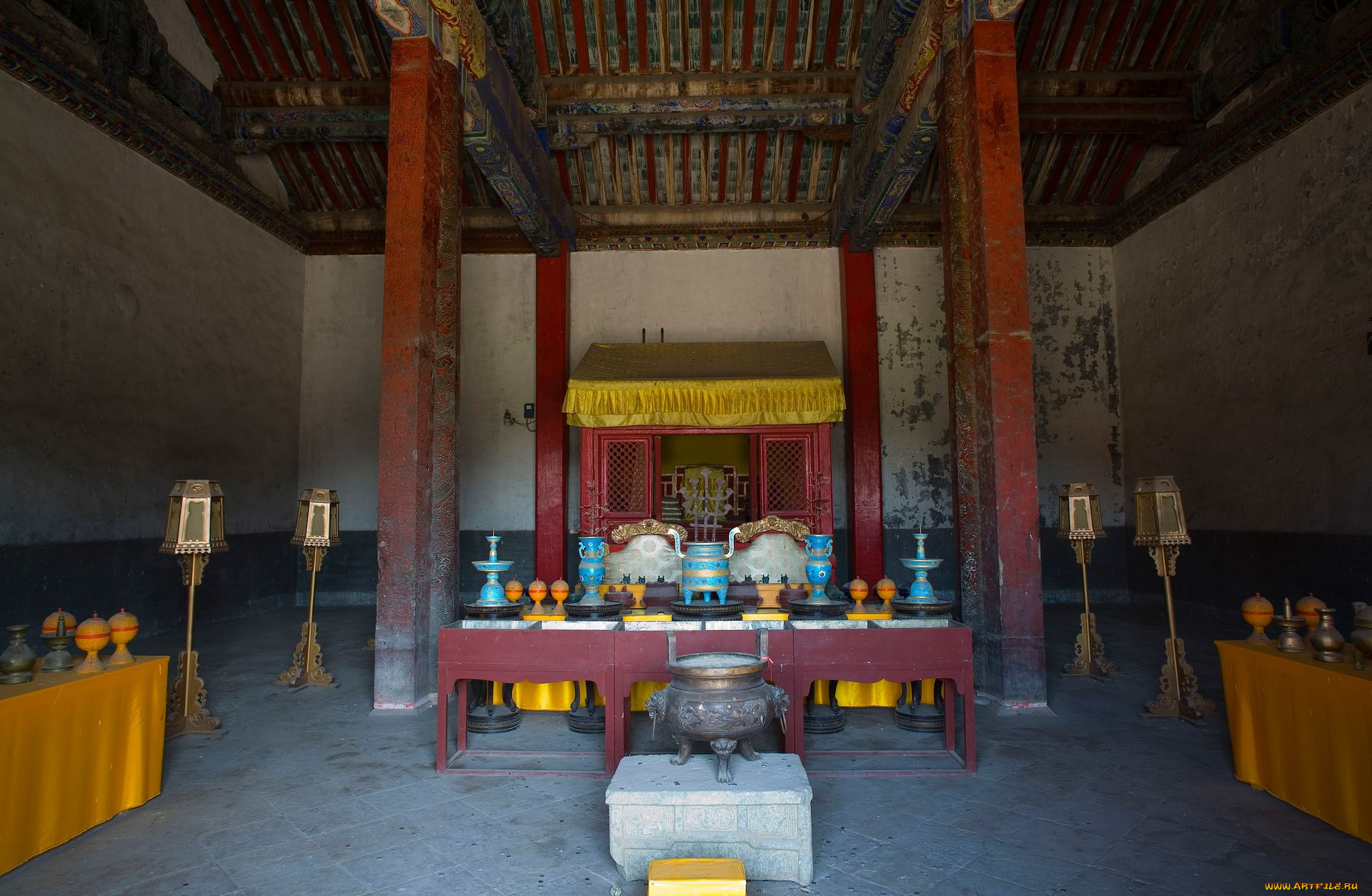 интерьер, убранство, роспись, храма, шэньян