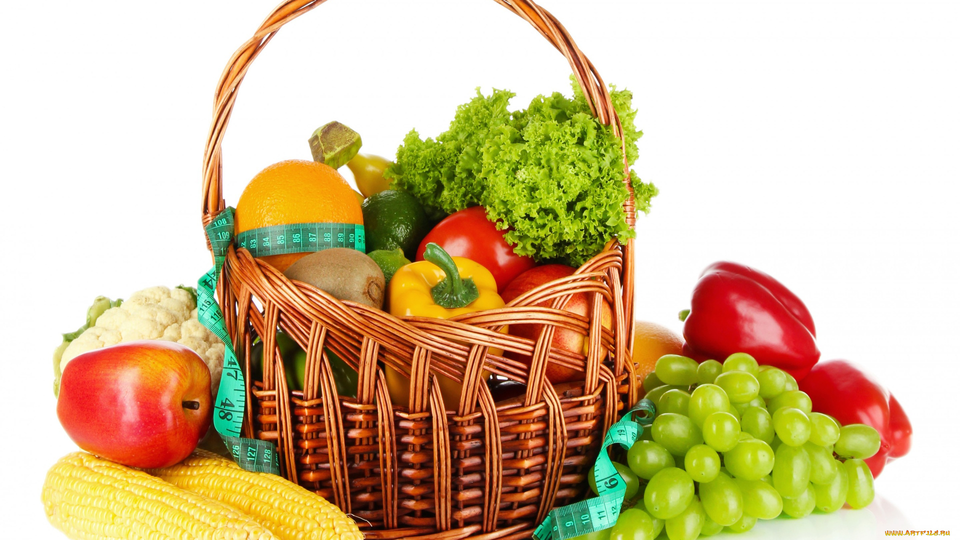 еда, фрукты, и, овощи, вместе, grapes, перец, salad, fruits, vegetables, кукуруза, apple, салат, капуста, виноград, orange, яблоко, pepper, апельсин