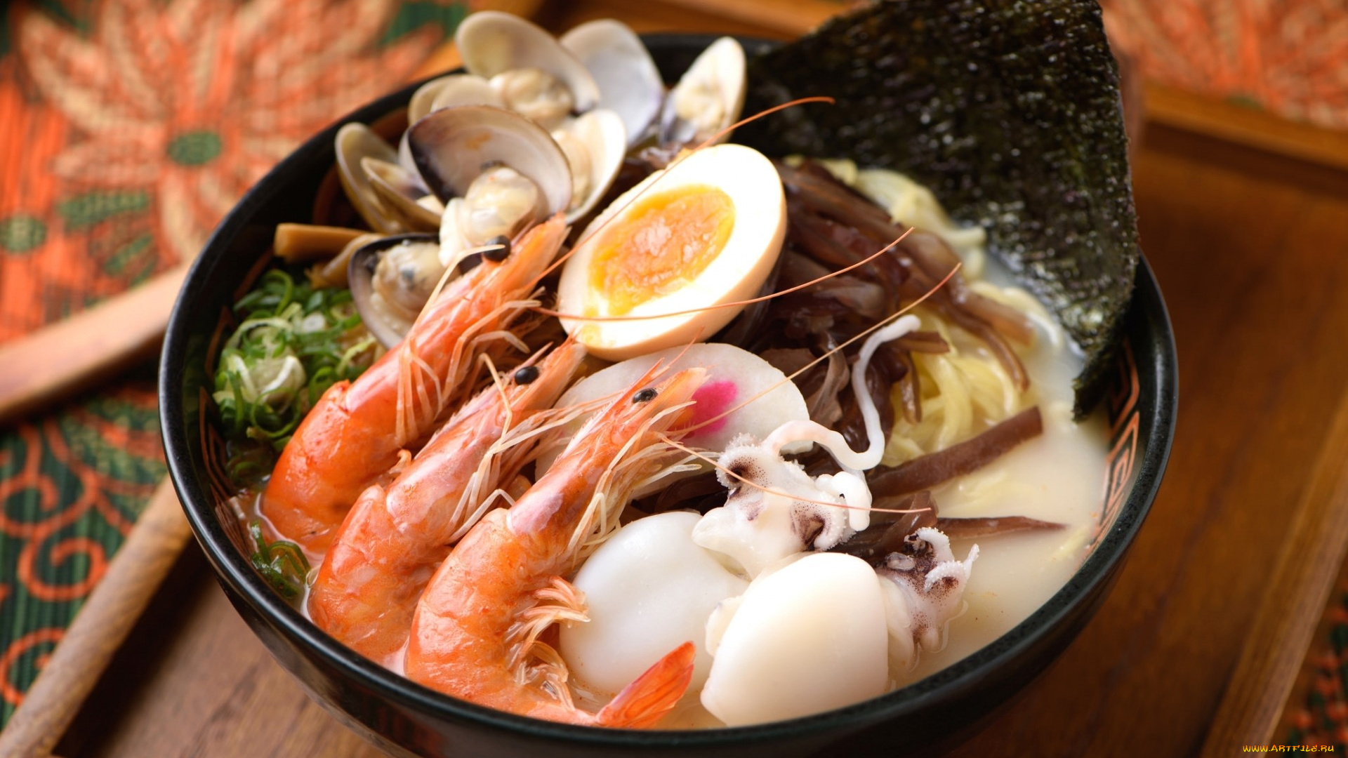 еда, рыбные, блюда, , с, морепродуктами, кальмары, яйцо, креветки, моллюски, морепродукты