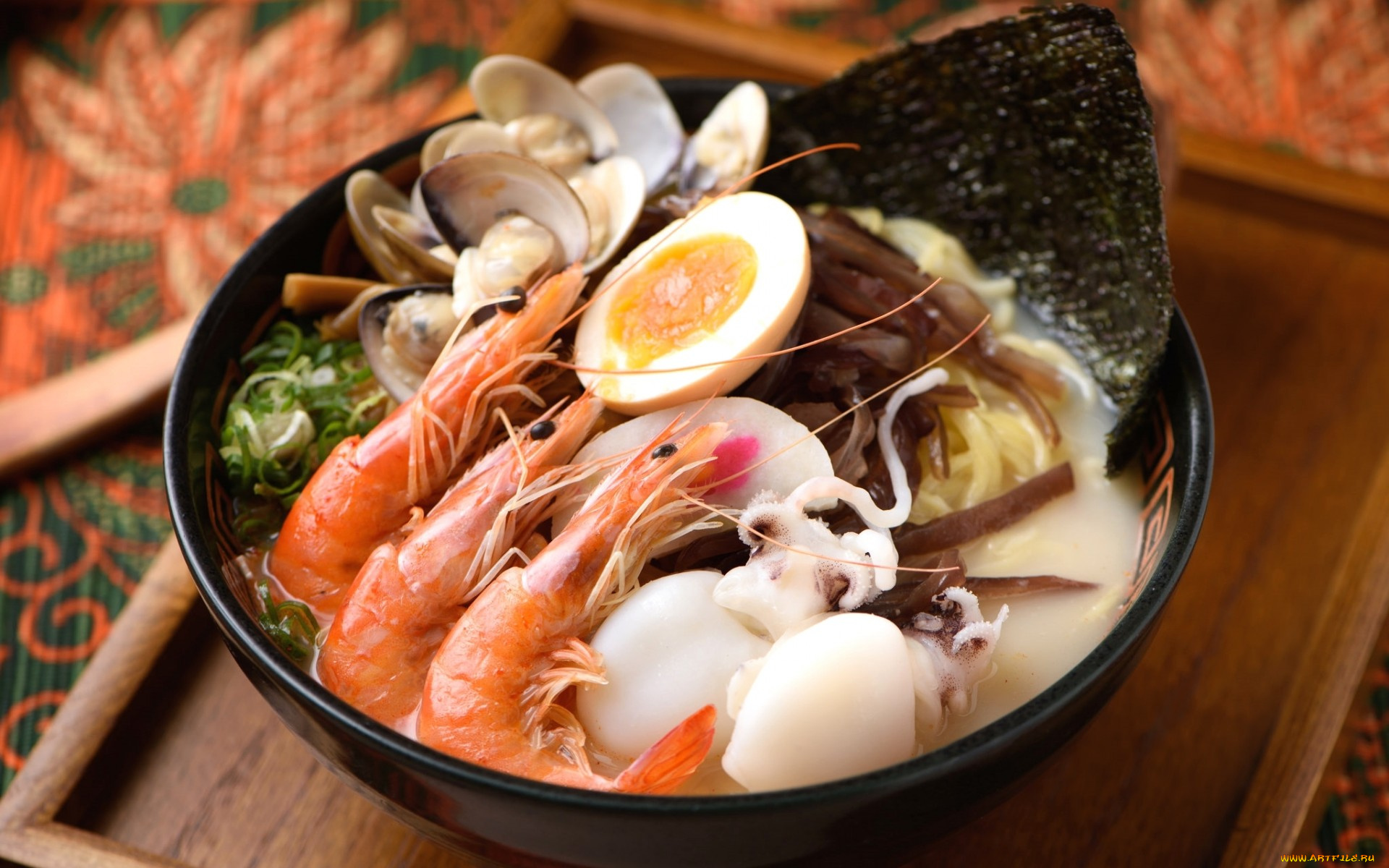 еда, рыбные, блюда, , с, морепродуктами, кальмары, яйцо, креветки, моллюски, морепродукты