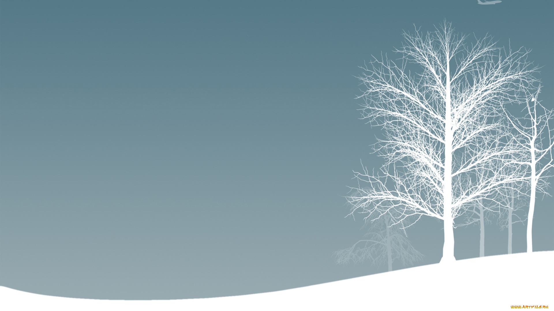 векторная, графика, дерево, самолет, зима, снег