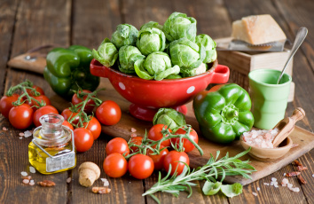 Картинка еда овощи розмарин помидоры перец брокколи