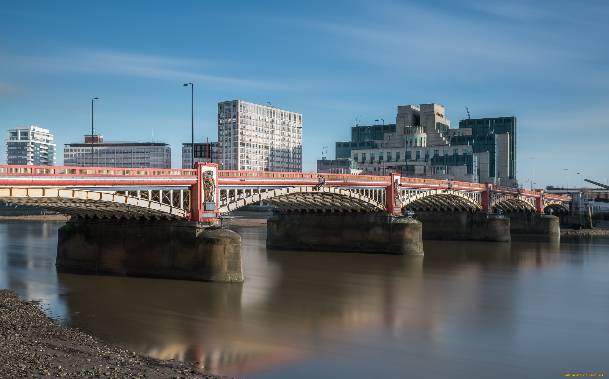 vauxhall, bridge, &, mi6, , london, города, лондон, , великобритания, река, мост