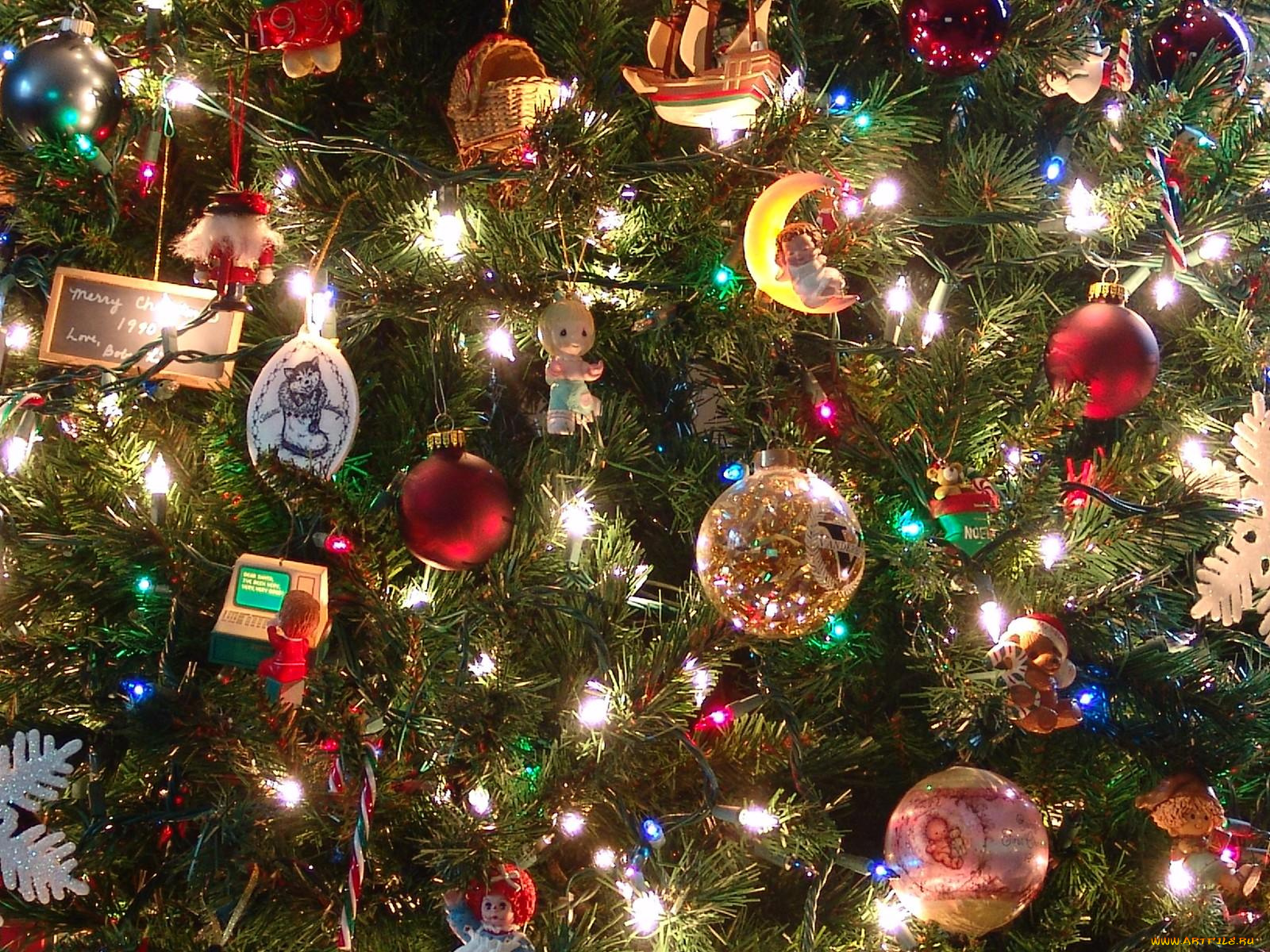 christmas, tree, closeup, праздничные, украшения