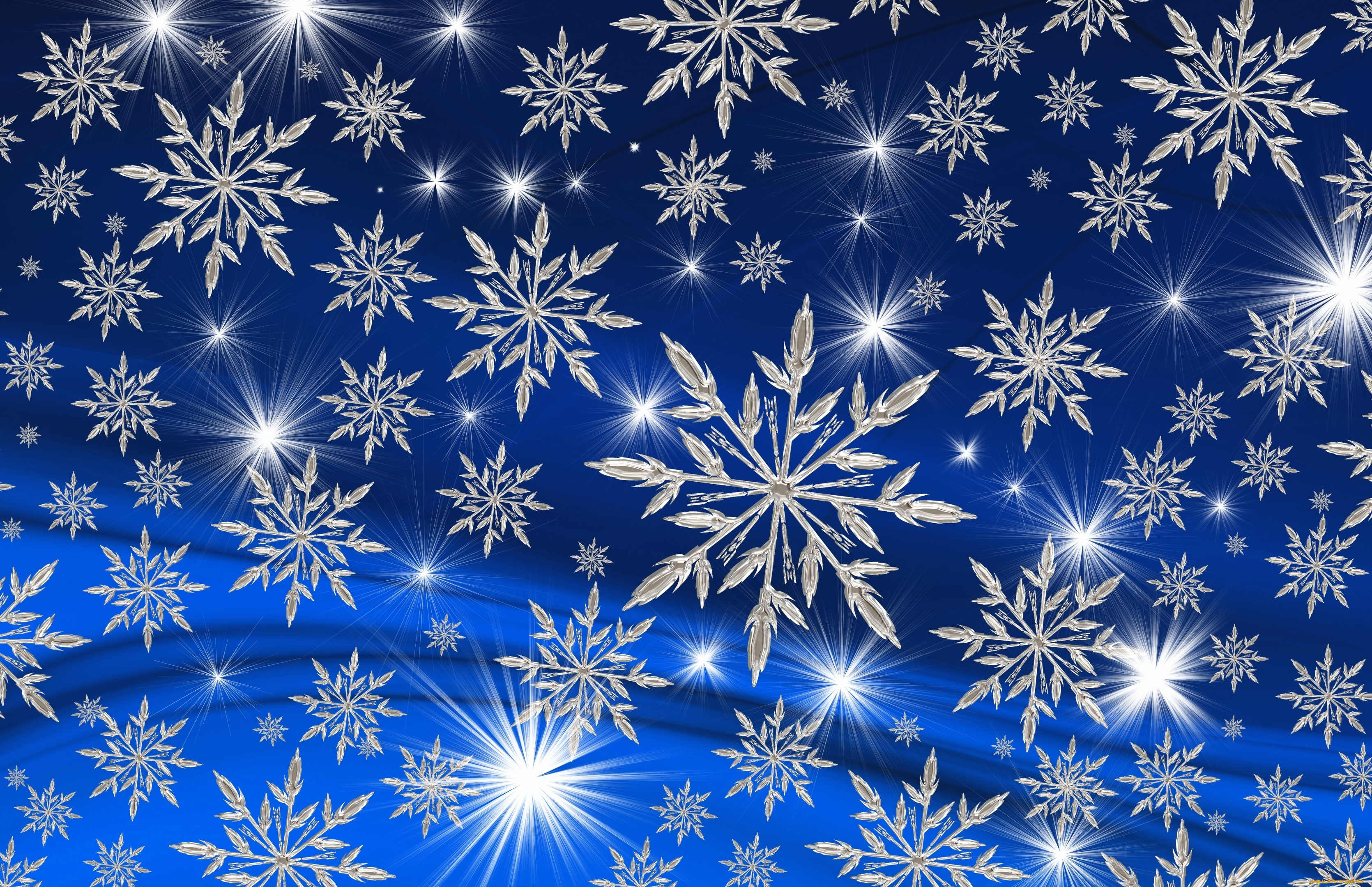 праздничные, снежинки, и, звёздочки, фон, снежинки