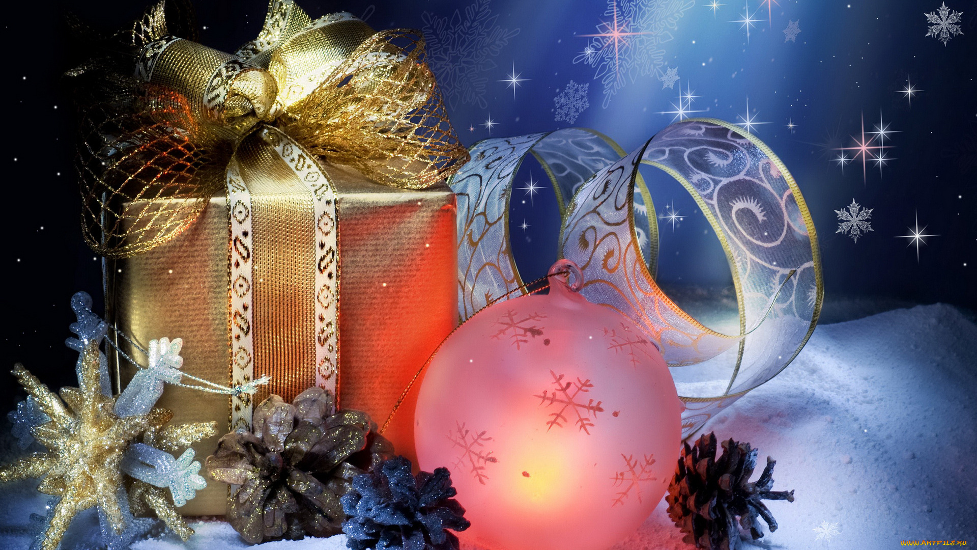 праздничные, подарки, и, коробочки, подарок, коробка, снежинки, шарик, шишки