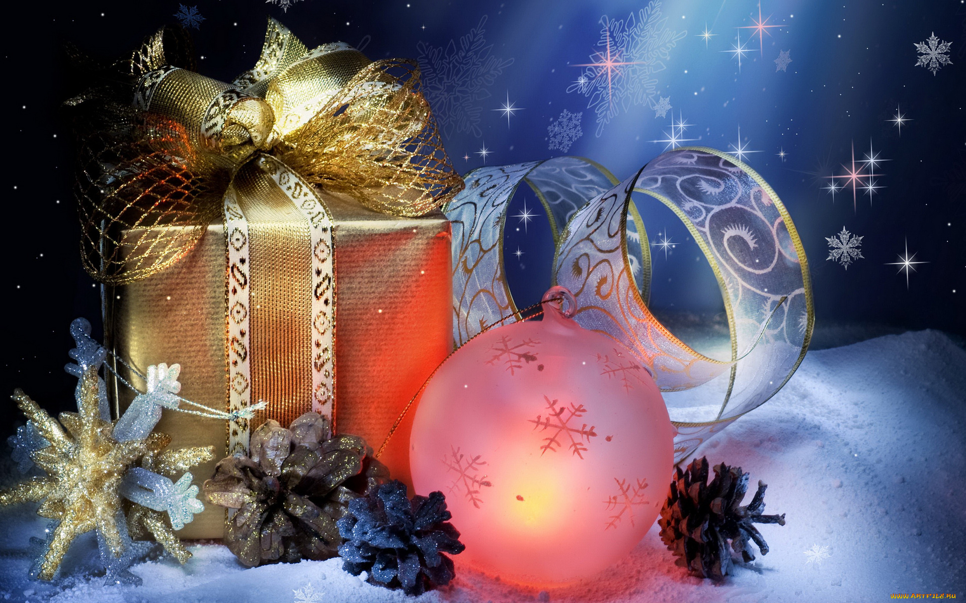 праздничные, подарки, и, коробочки, подарок, коробка, снежинки, шарик, шишки