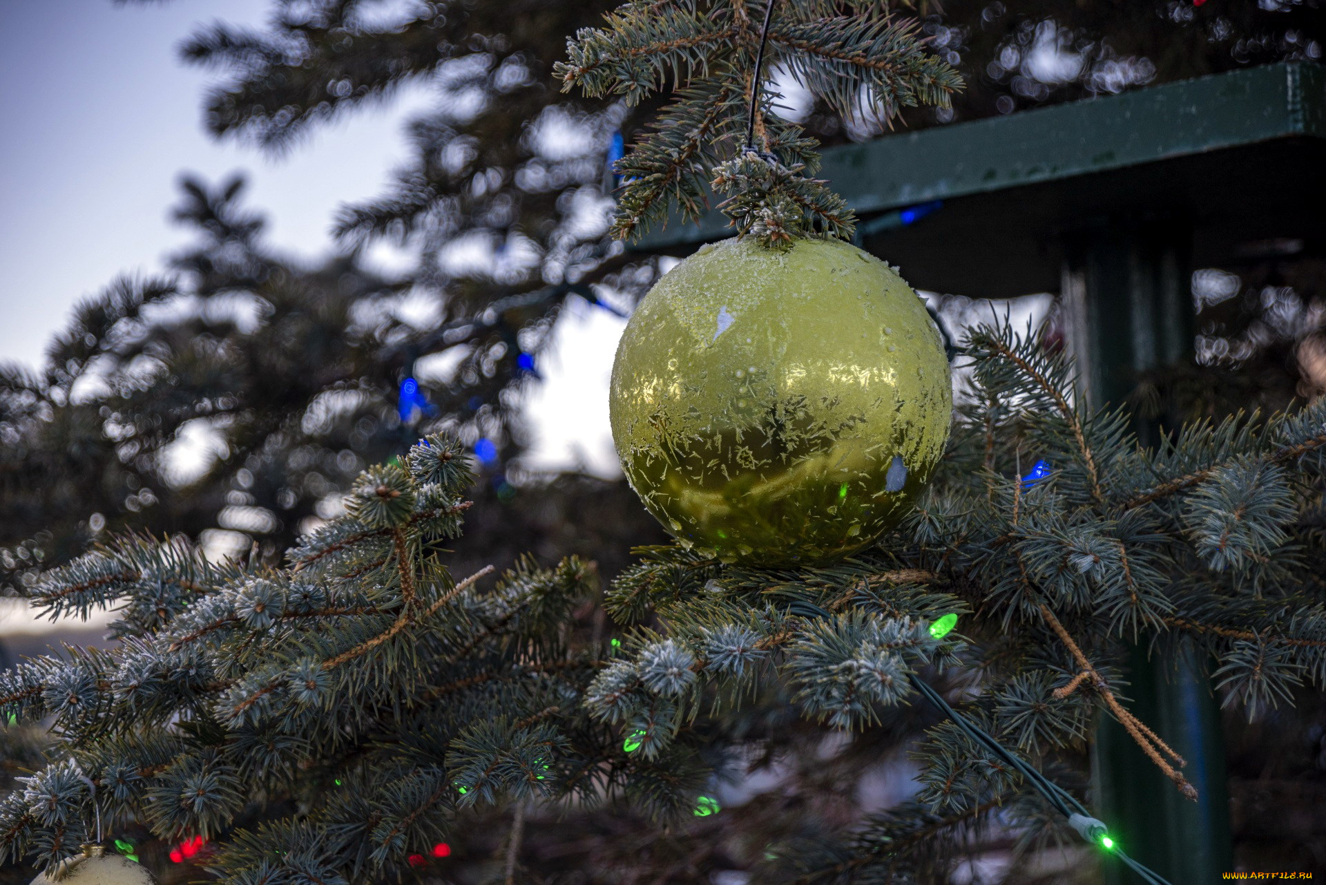 праздничные, шары, елка, шарик, гирлянда