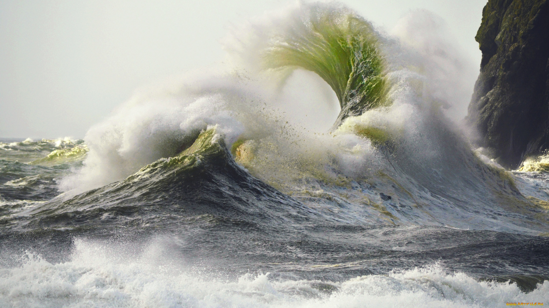 природа, моря, океаны, волны, шторм, буря, брызги, вода, океан, море, небо, непогода, ветер