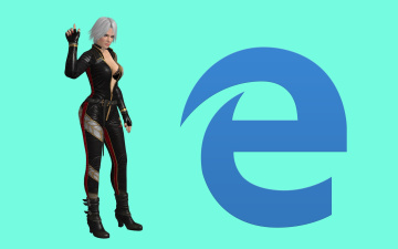 обоя компьютеры, internet explorer, девушка, взгляд, фон, логотип