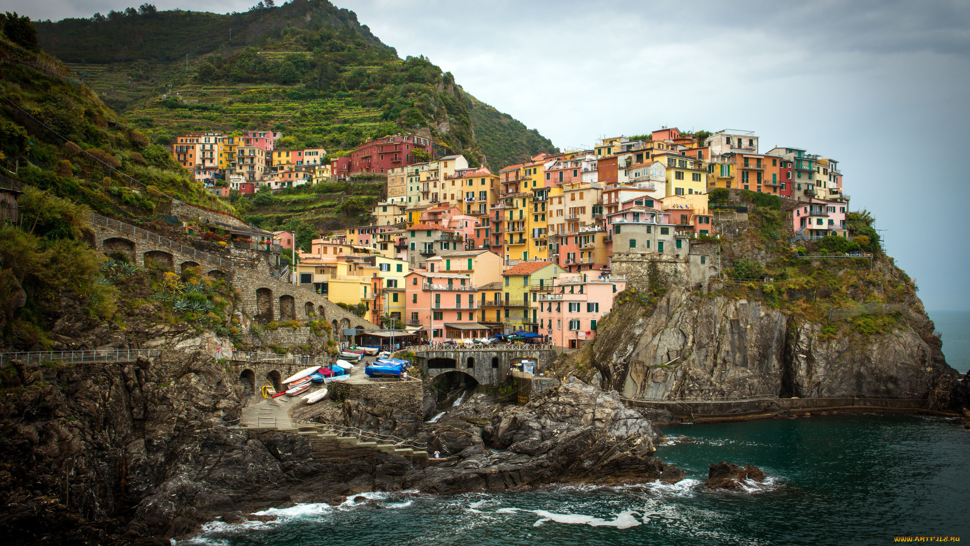 manarola, cinque, terre, italy, города, амальфийское, лигурийское, побережье, италия, Чинкве-терре, манарола, скалы, здания, генуэзский, залив