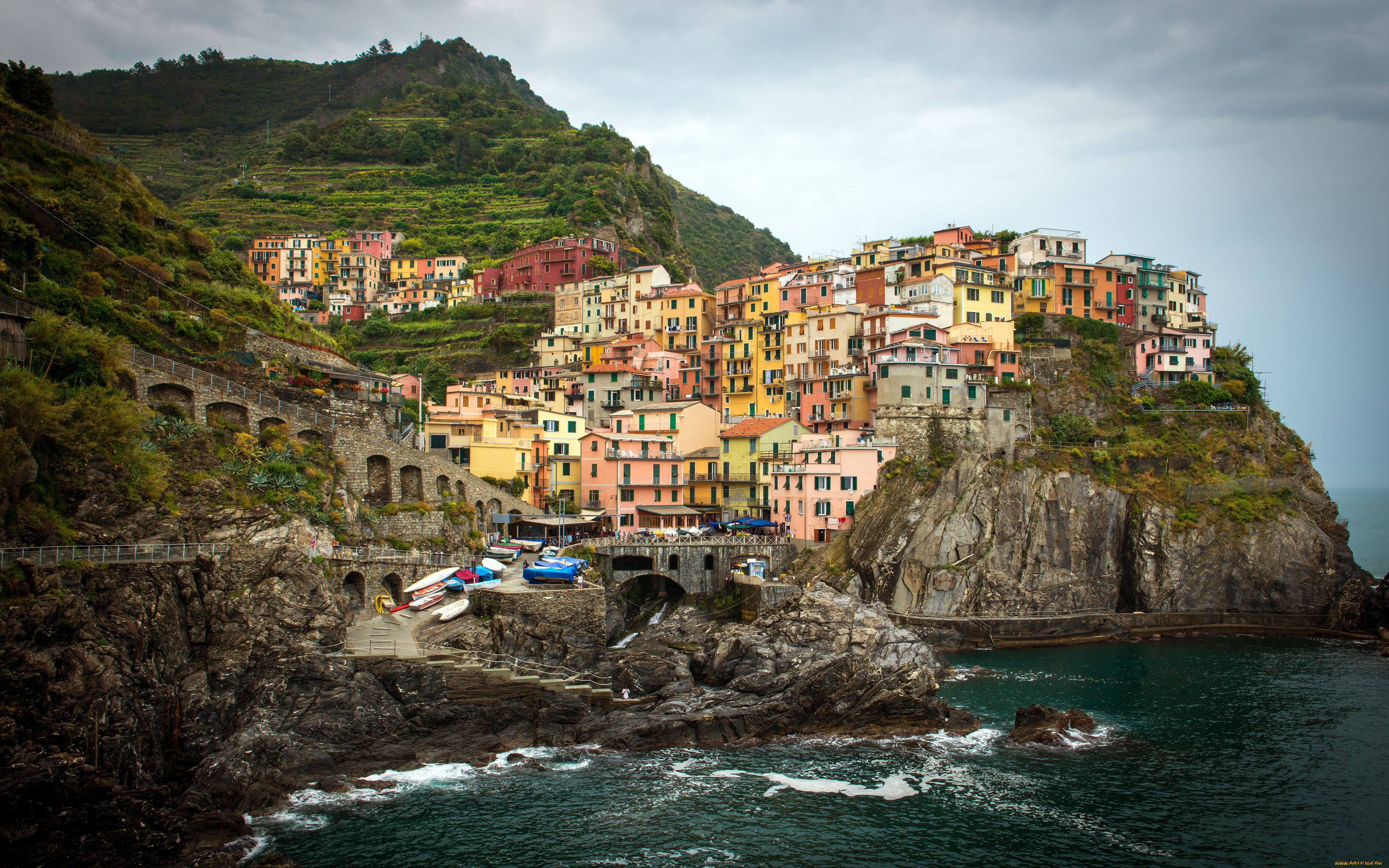 manarola, cinque, terre, italy, города, амальфийское, лигурийское, побережье, италия, Чинкве-терре, манарола, скалы, здания, генуэзский, залив