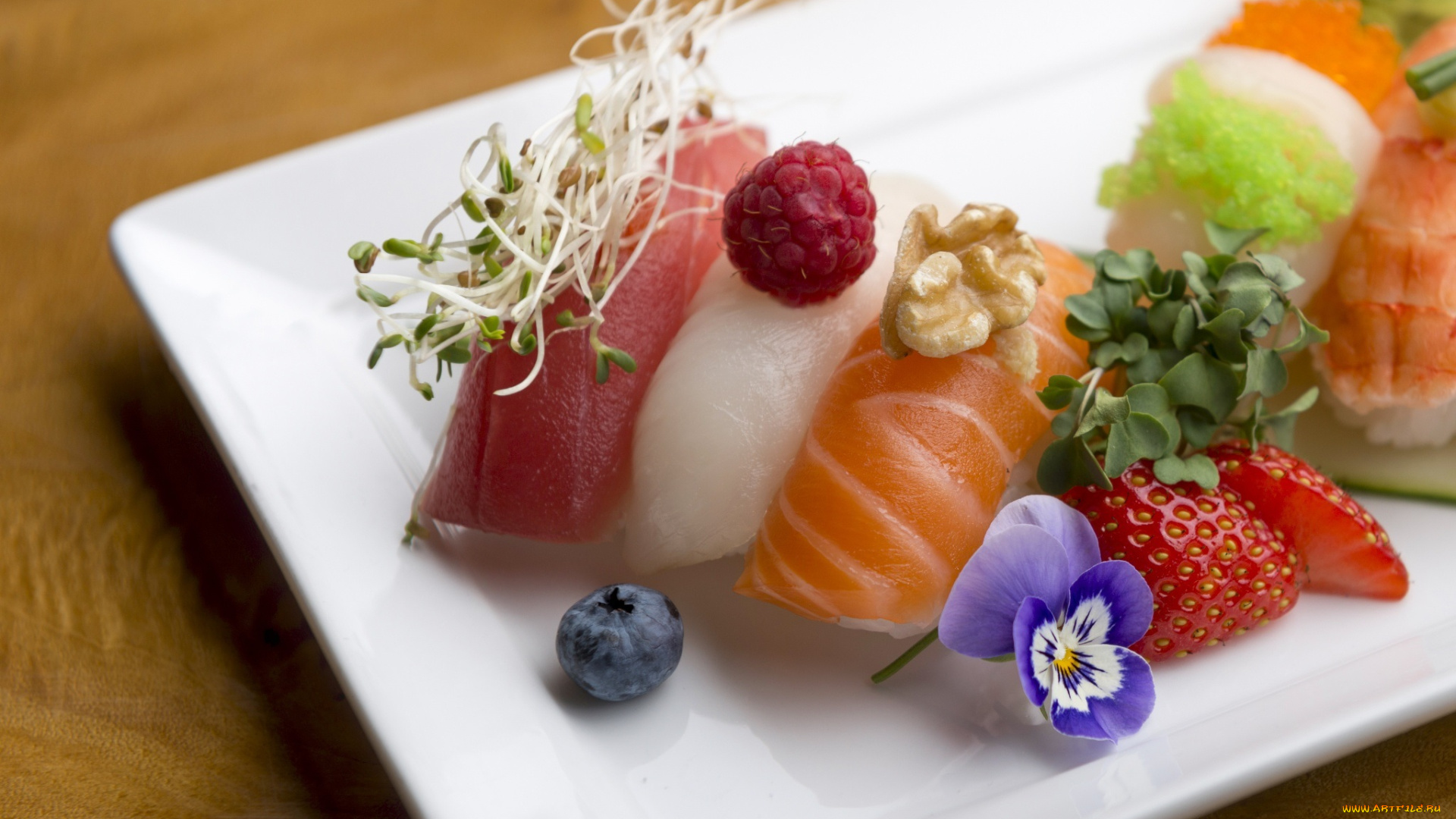 еда, рыба, , морепродукты, , суши, , роллы, малина, суши, украшение