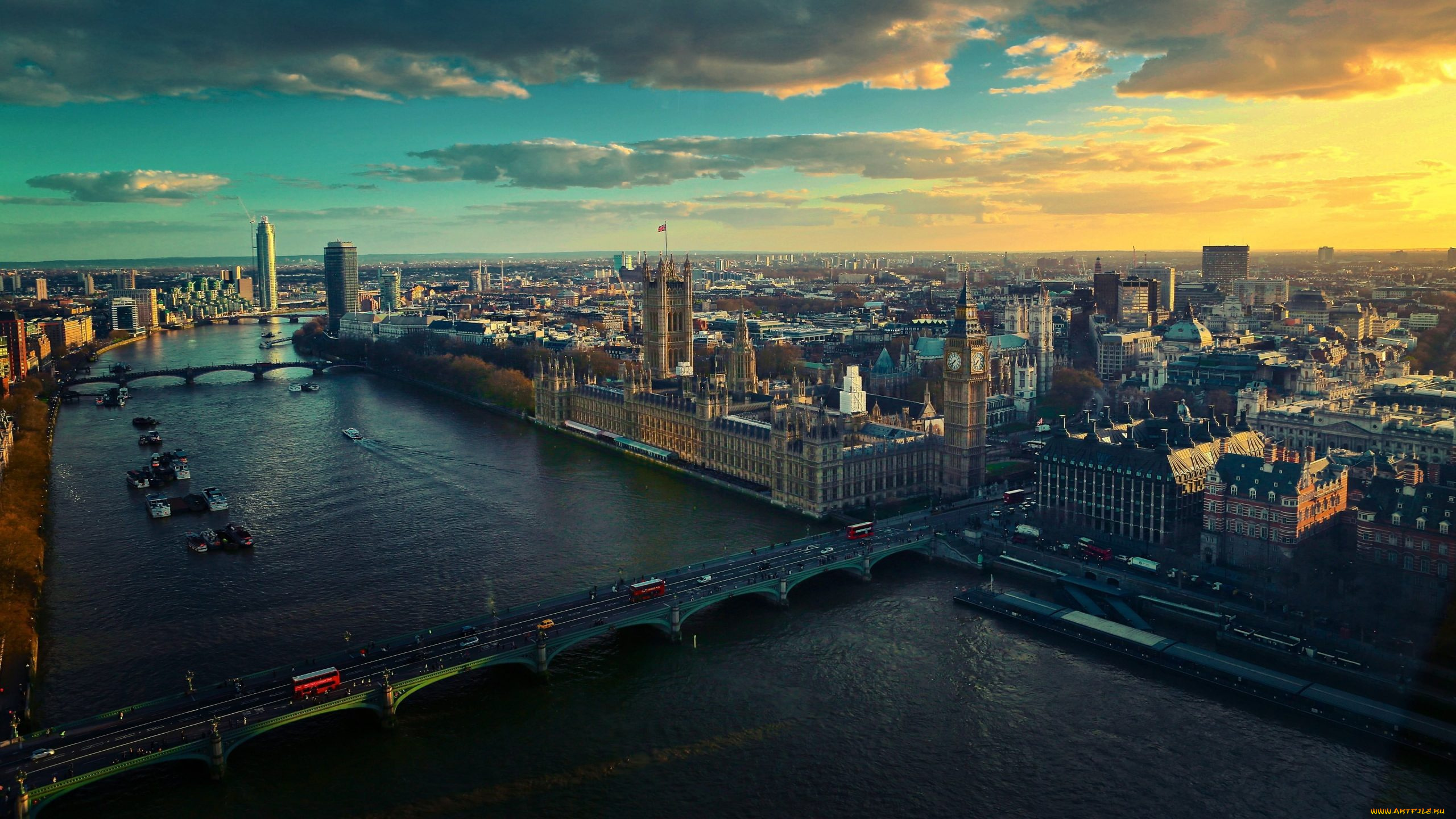 города, лондон, , великобритания, темза, река, мосты, панорама