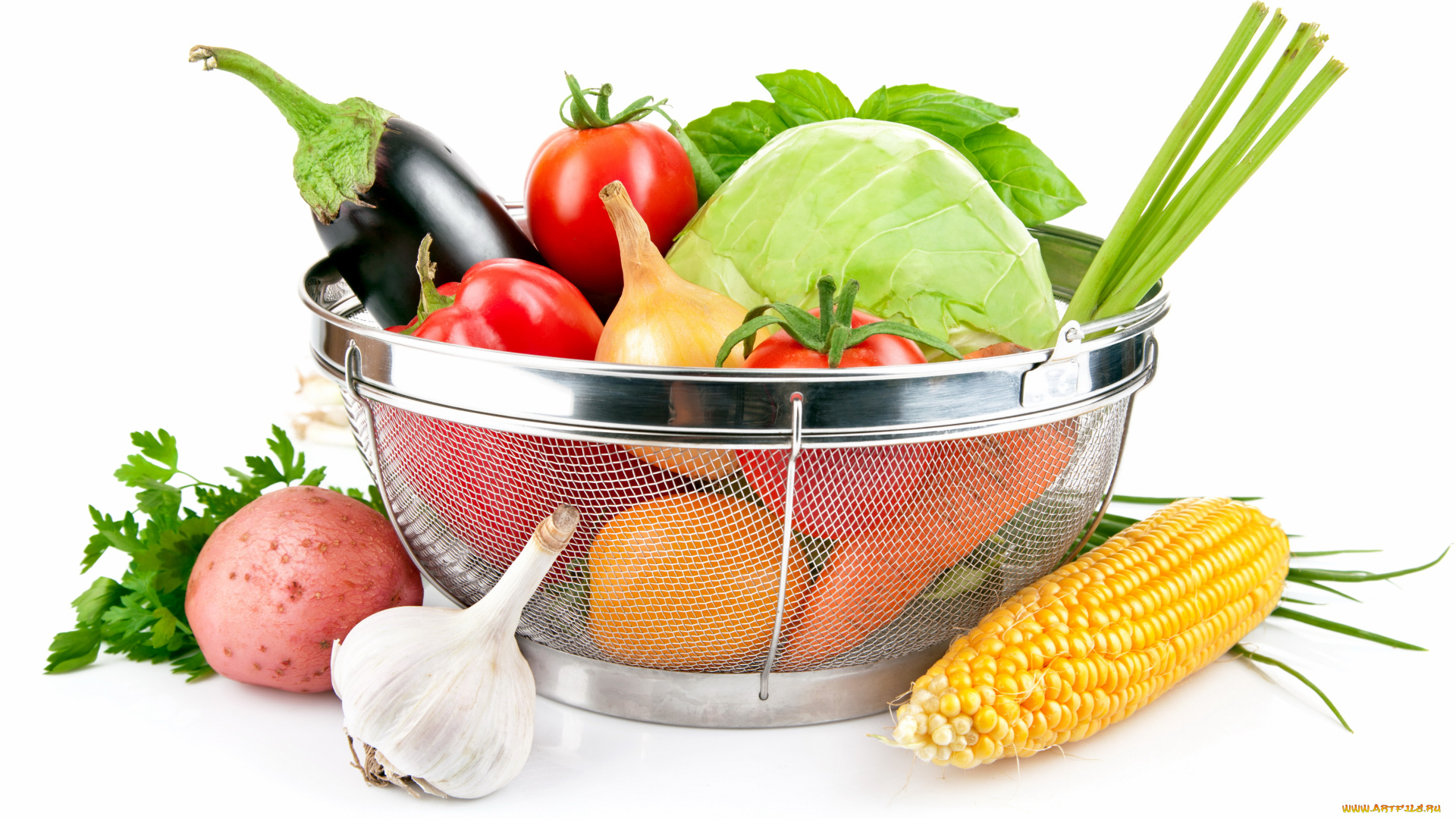 еда, овощи, томаты, помидоры, кукуруза, зелень, капуста, чеснок, початок