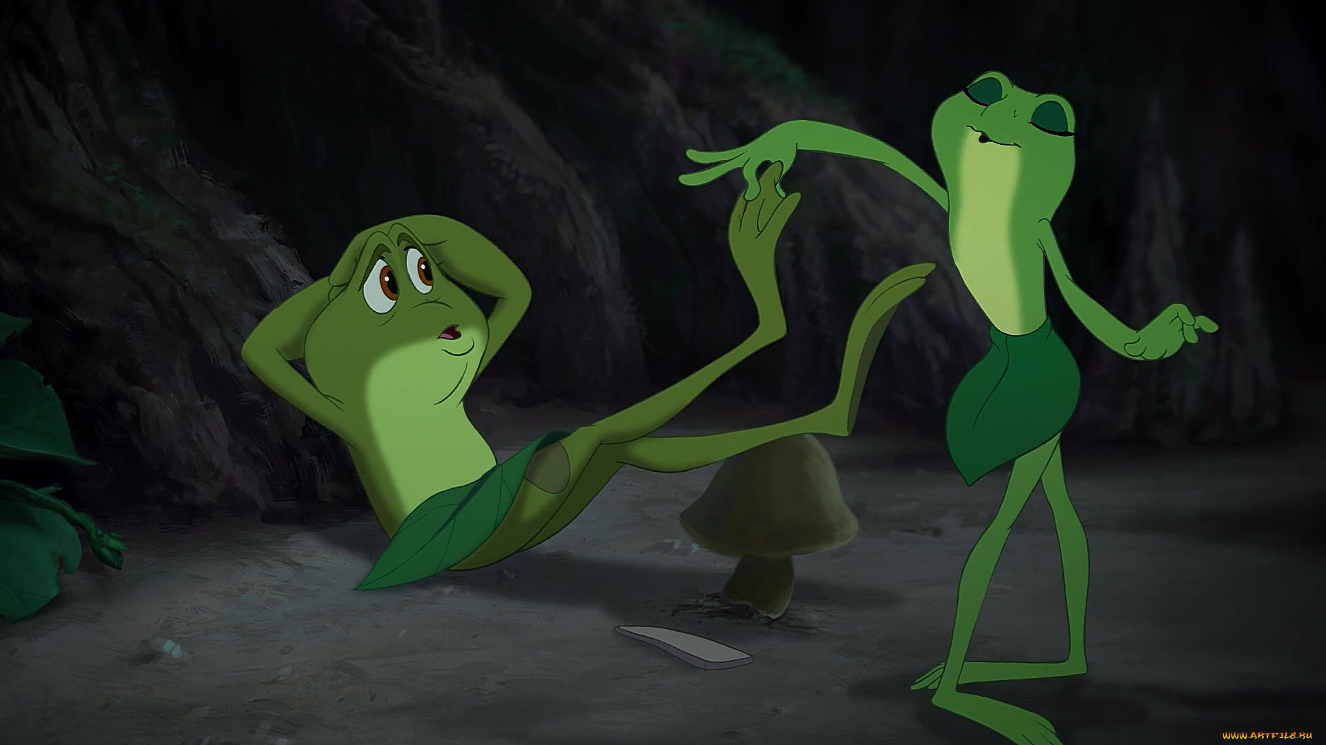 мультфильмы, the, princess, and, the, frog, лист, гриб, лягушка