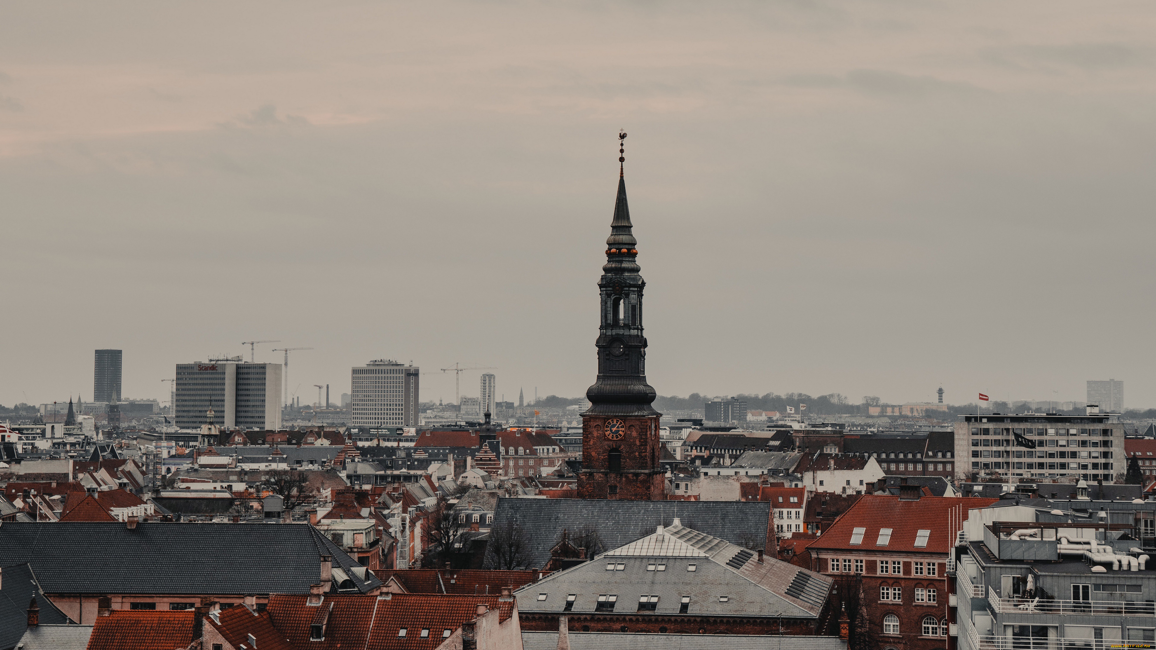 города, копенгаген, , дания, копенгаген, здания, крыши, панорама, столица