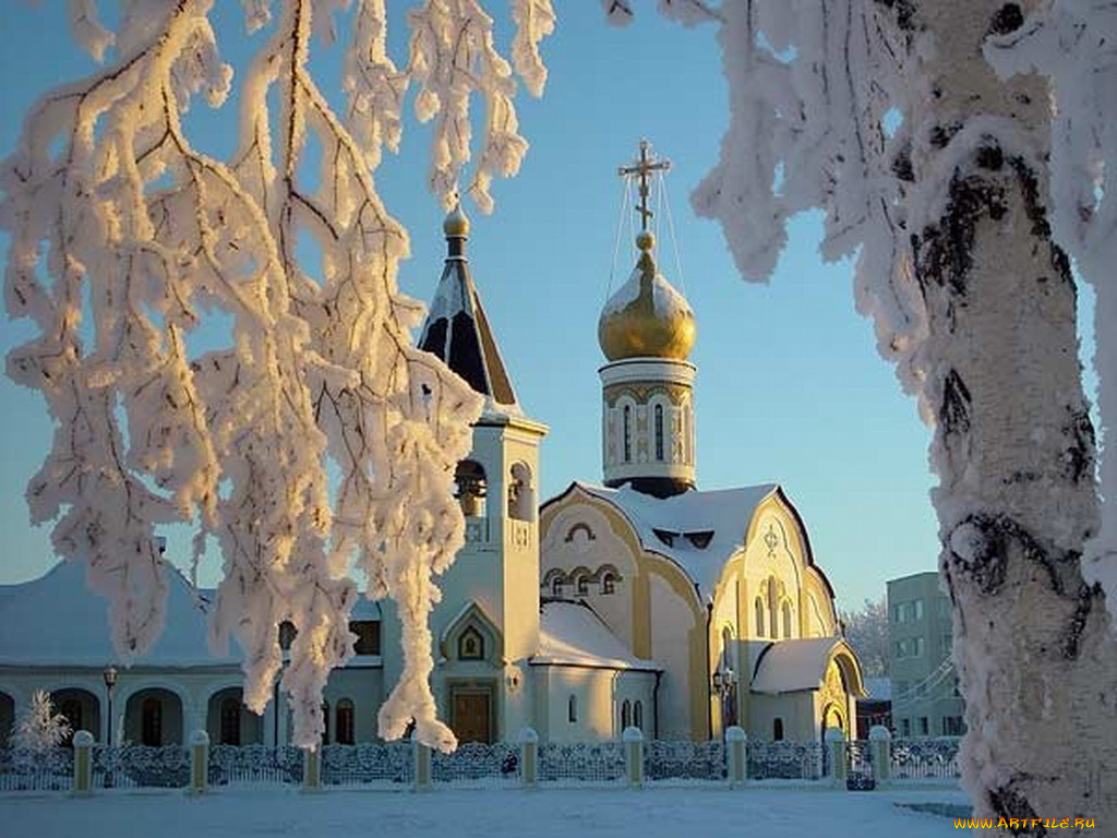 зима, города, православные, церкви, монастыри