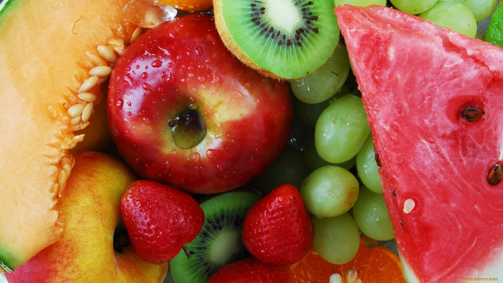 еда, фрукты, ягоды, яблоки, виноград, киви