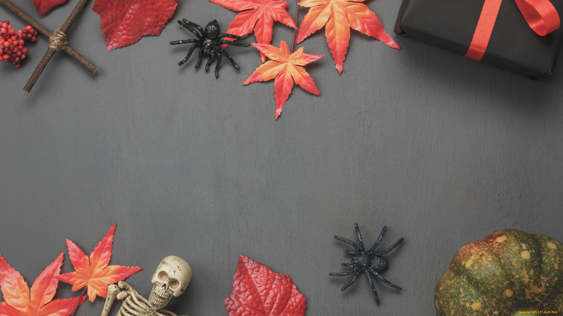 праздничные, хэллоуин, maple, leaves, осенние, gifts, autumn, background, wood, halloween, хеллоуин, подарки, дерево, листья, фон, осень