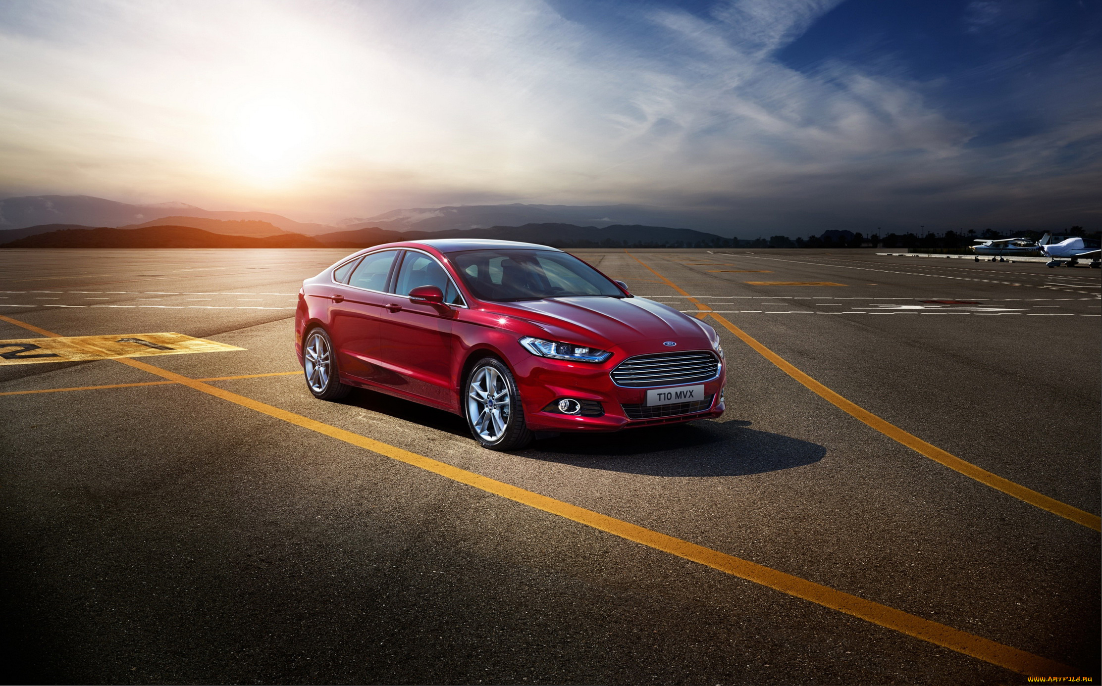 2015, ford, mondeo, автомобили, ford, ночь, mondeo, красный, металлик