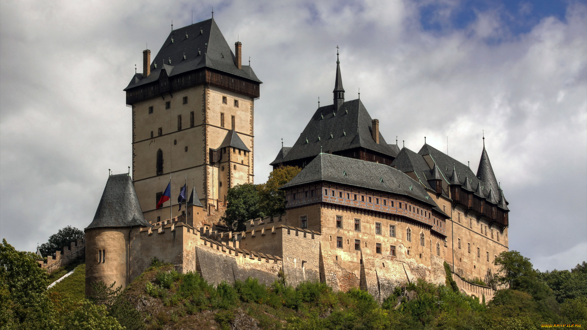 karlstejn, castle, , czech, republic, города, замки, Чехии, башни, замок, стены