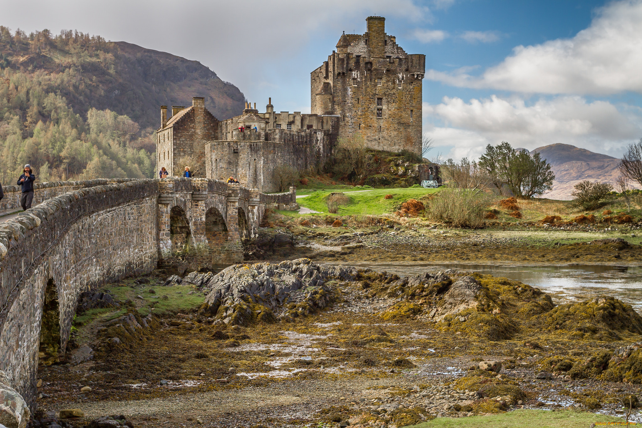 eilean, donan, castle, -, loch, duich, -, scottish, highlands, города, замок, эйлен-донан, , шотландия, замок, башни, стены
