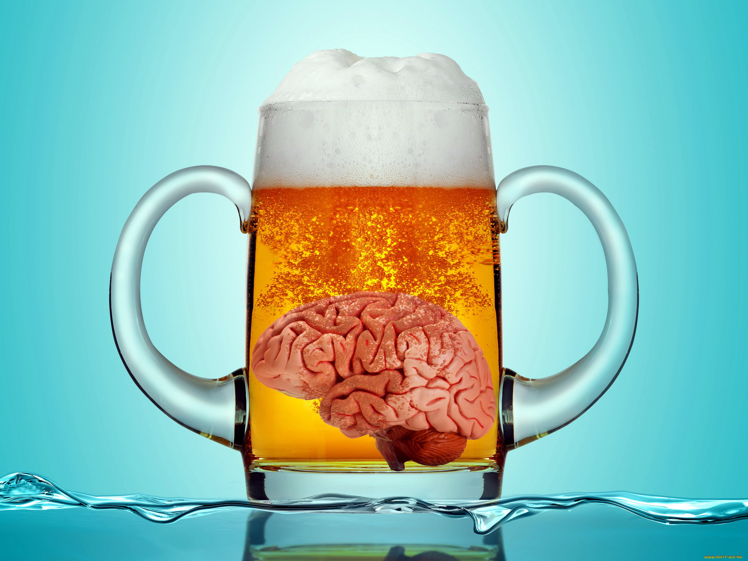 юмор, и, приколы, мозг, бокал, пиво