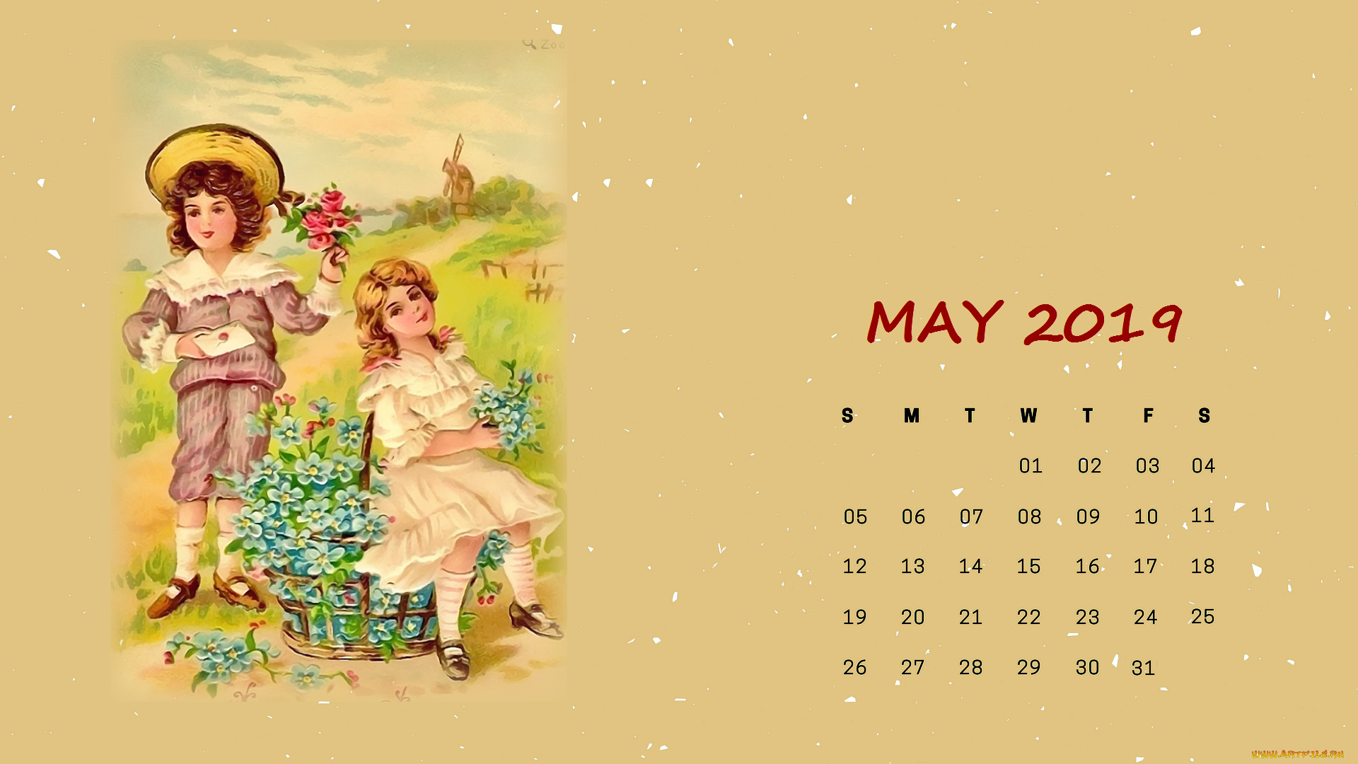 календари, рисованные, , векторная, графика, дети, девочка, шляпа, цветы