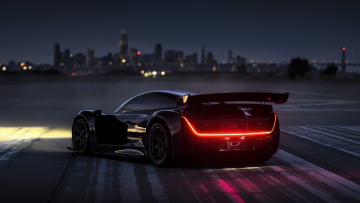 Картинка 2021+czinger+21c автомобили -unsort гиперкар черный американские город вид сзади лос-анджелес