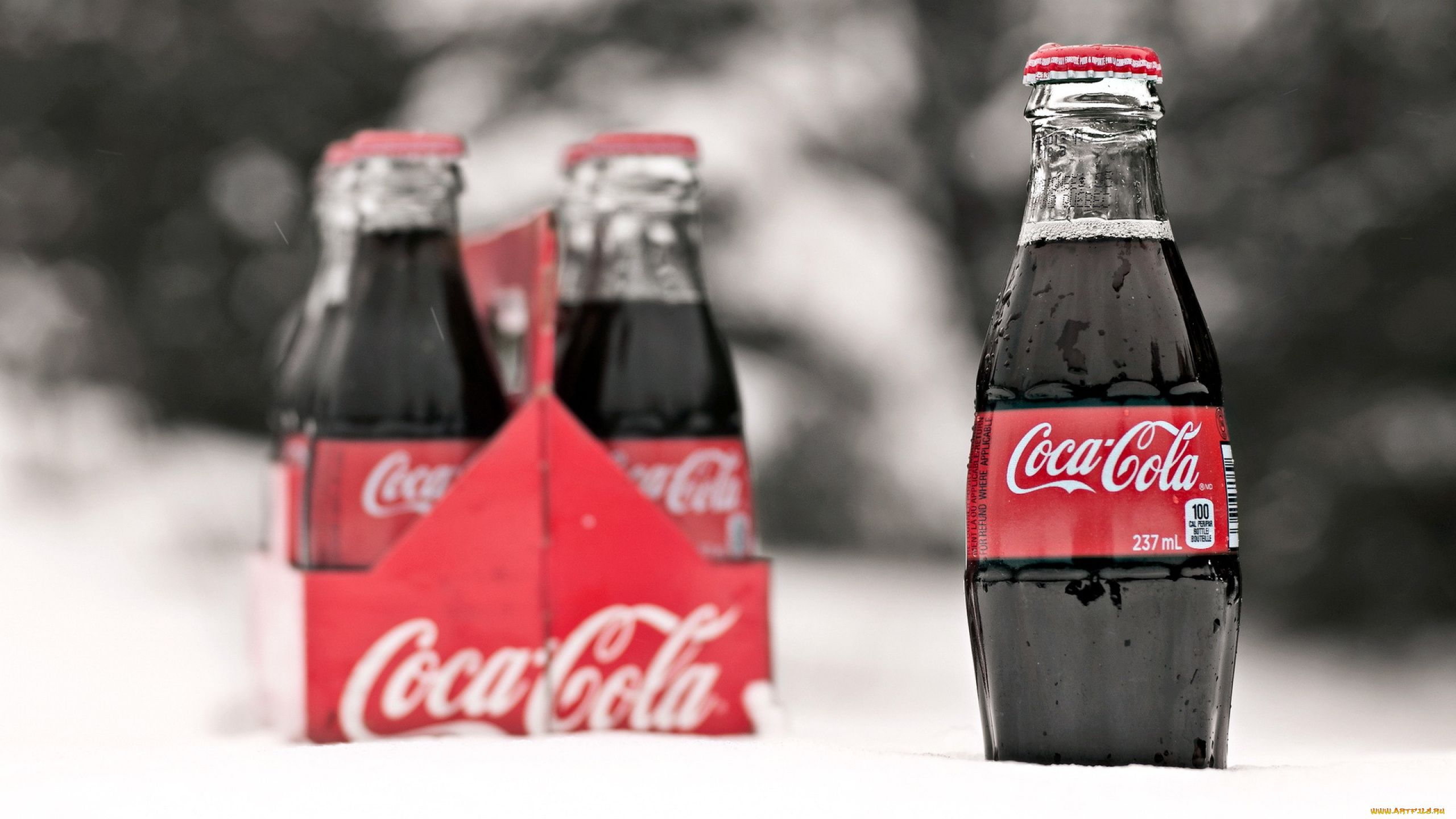 бренды, coca-cola, кока-кола, бутылки, ящик, снег, зима