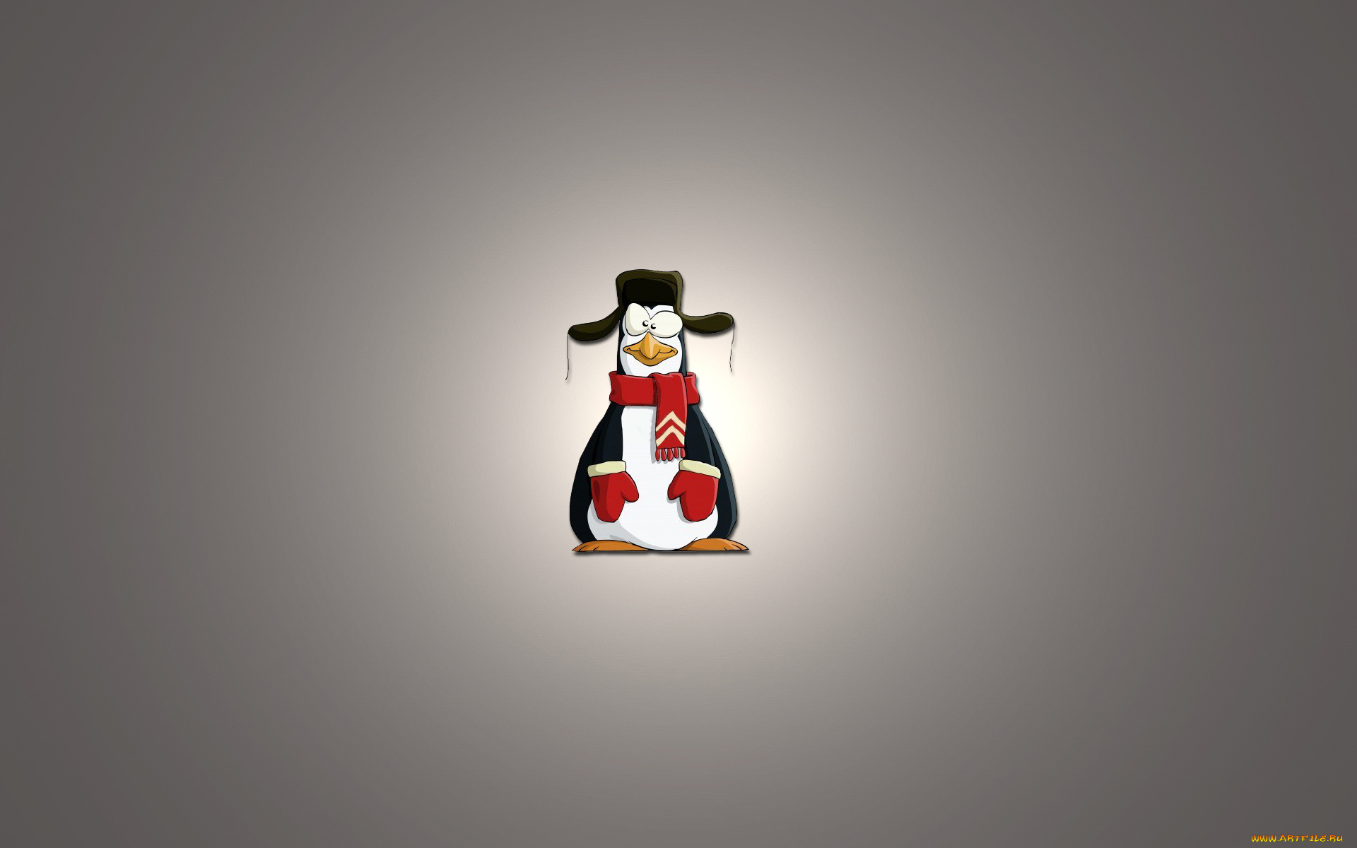 рисованные, минимализм, пингвин, penguin, светлый, фон, варьюшки, шапка, ушанка, шарф