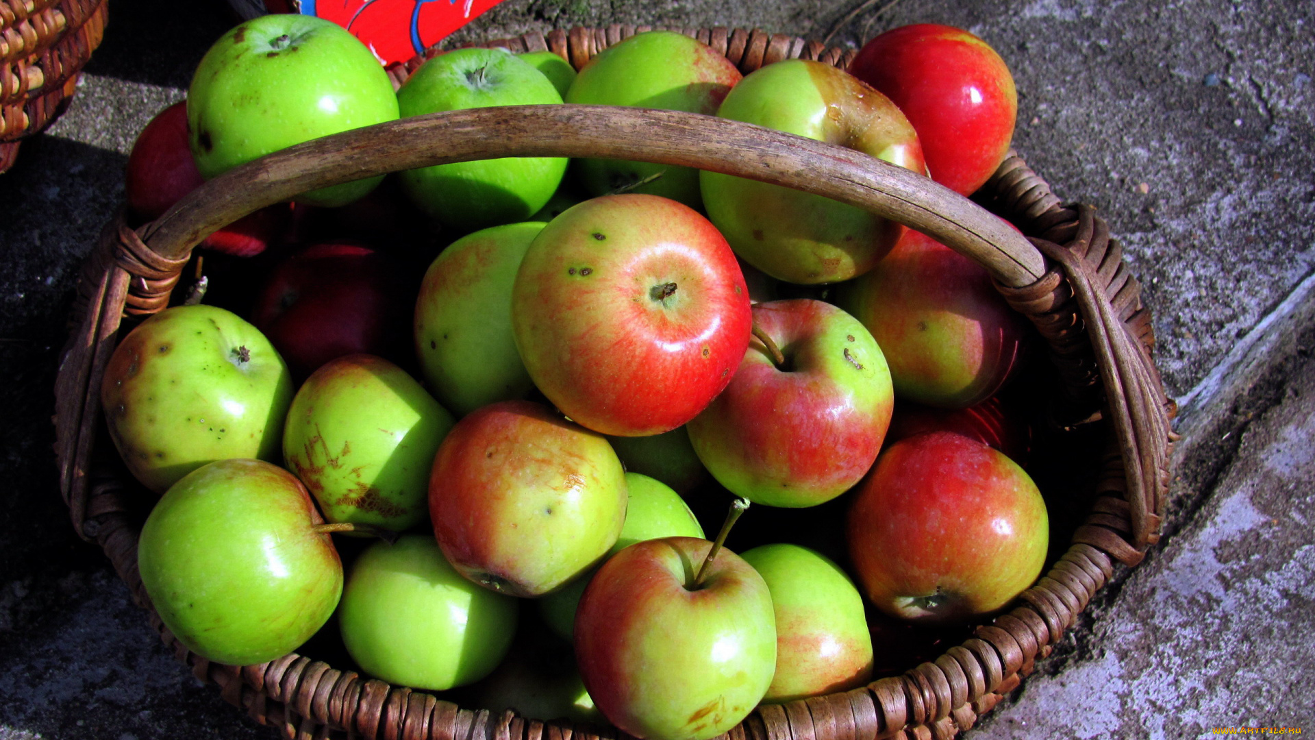 еда, Яблоки, яблоки, корзинка, урожай