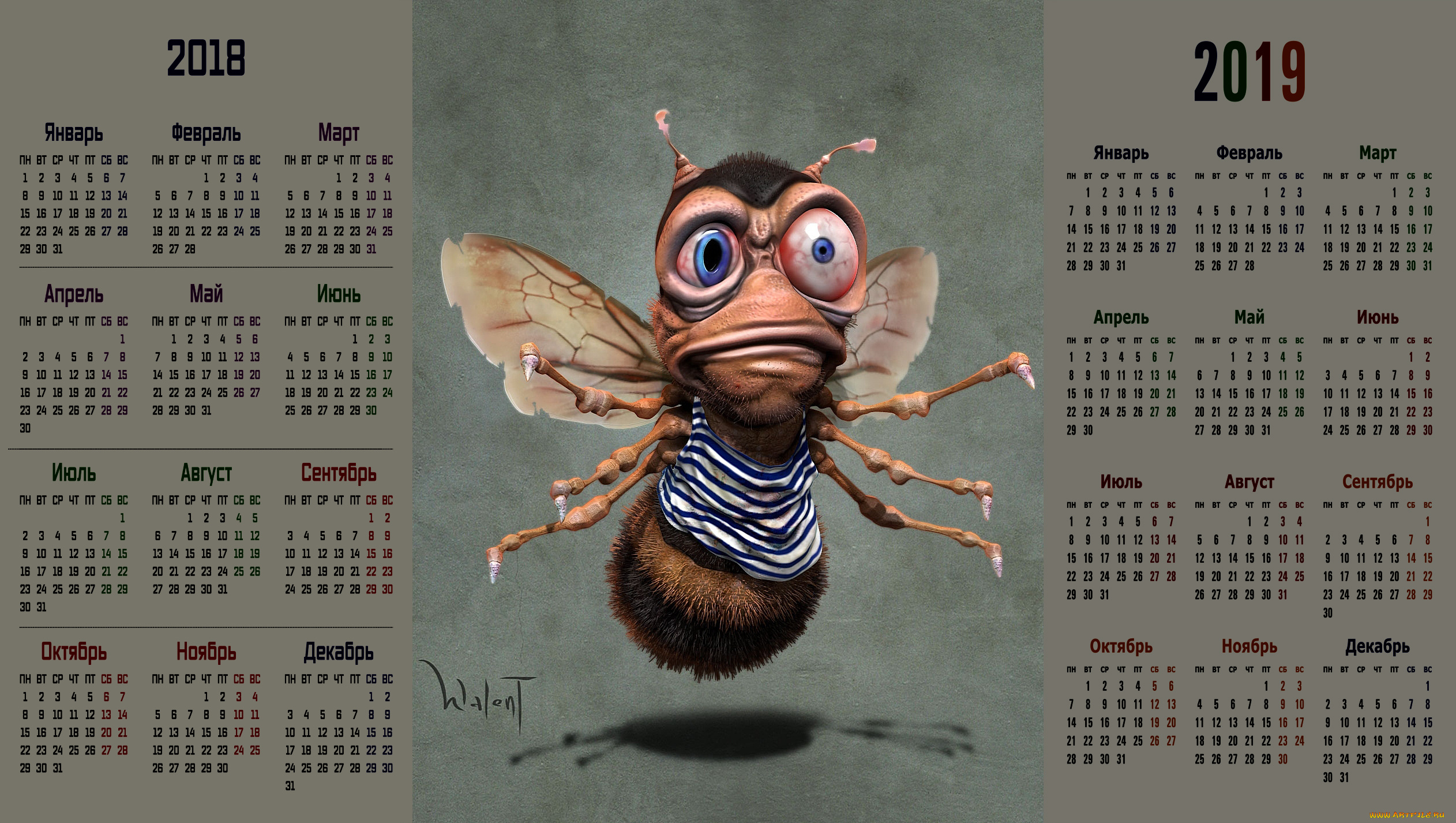 календари, компьютерный, дизайн, существо, насекомое, взгляд