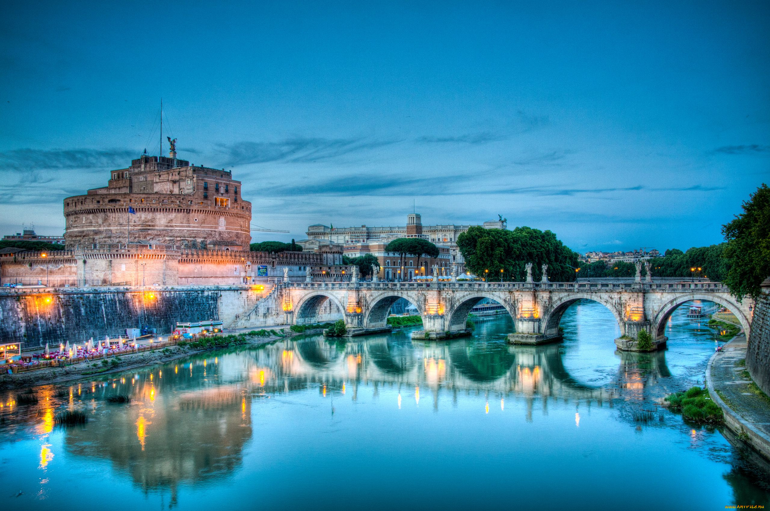 rome, italy, города, рим, ватикан, италия, тибр, мост, замок, святого, ангела, река