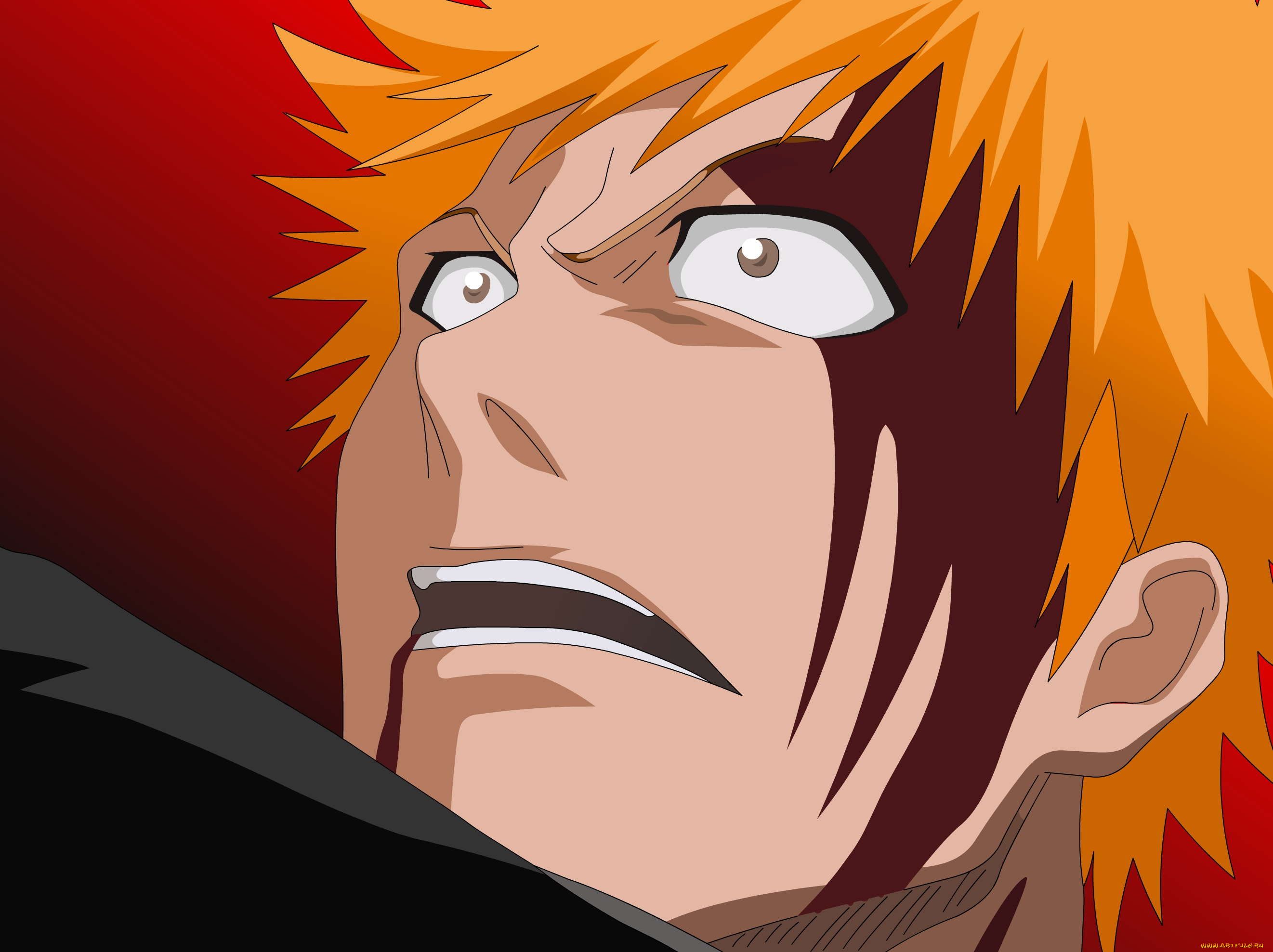 аниме, bleach, фон, взгляд, парень, kurosaki, ichigo