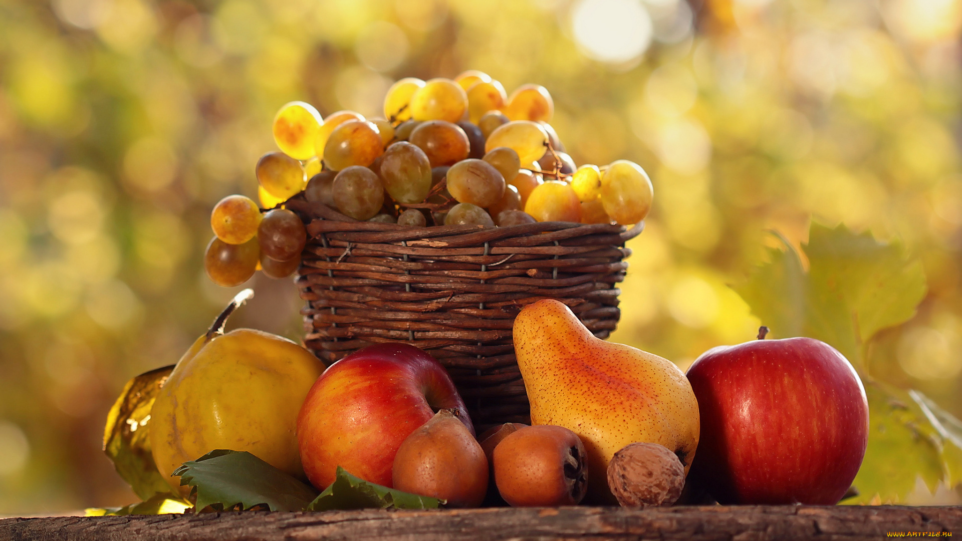 еда, фрукты, ягоды, груши, яблоки, виноград
