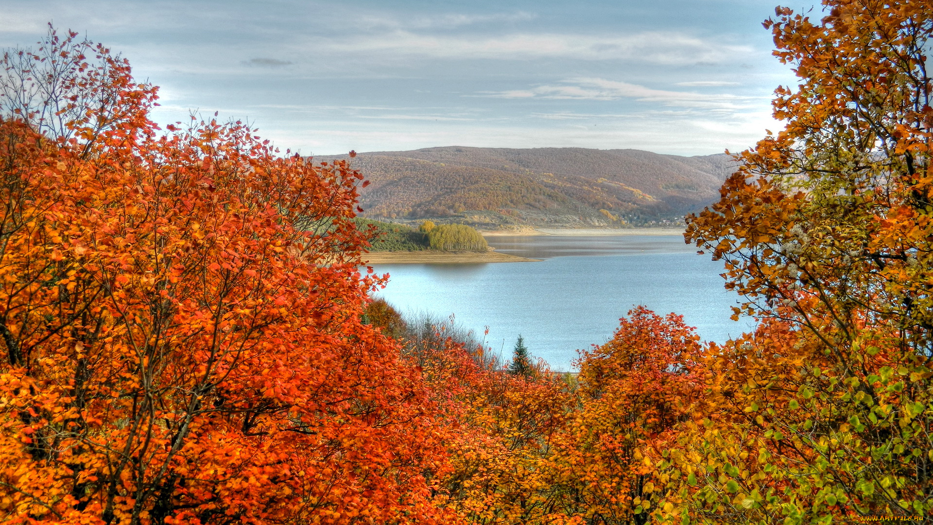 македония, природа, реки, озера, осень, река, деревья