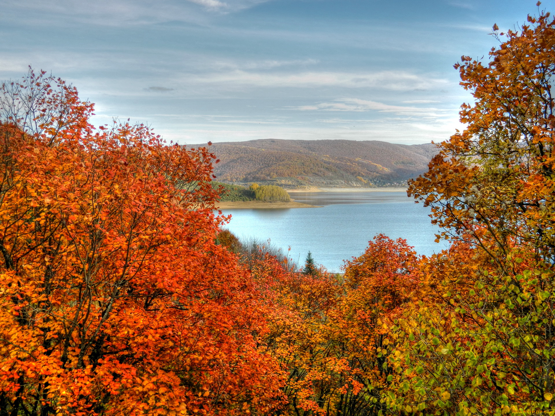 македония, природа, реки, озера, осень, река, деревья