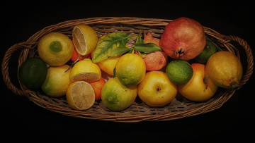 Картинка еда фрукты +ягоды груши лимрны яблоки гранаты