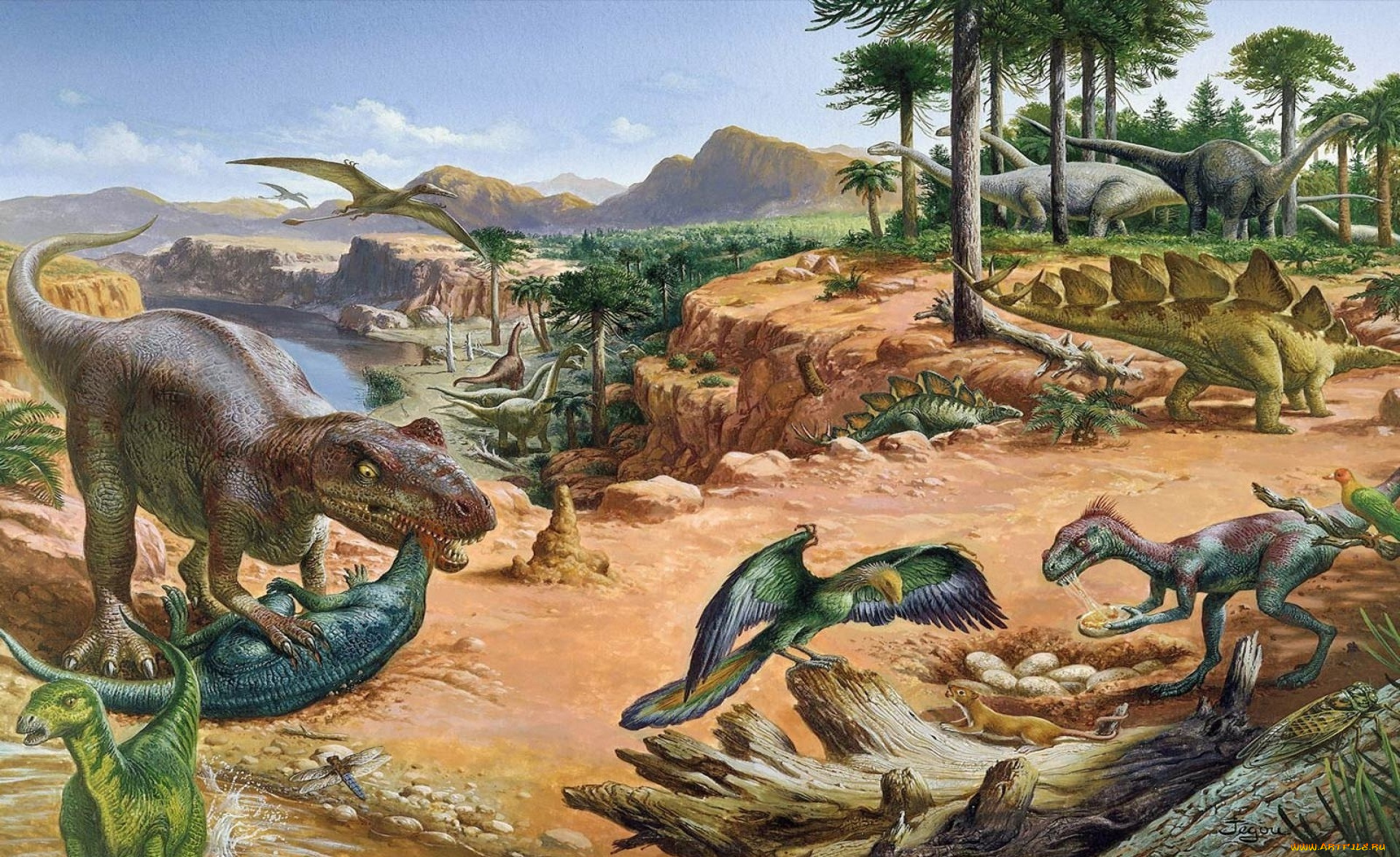 рисованное, животные, , доисторические, динозавры