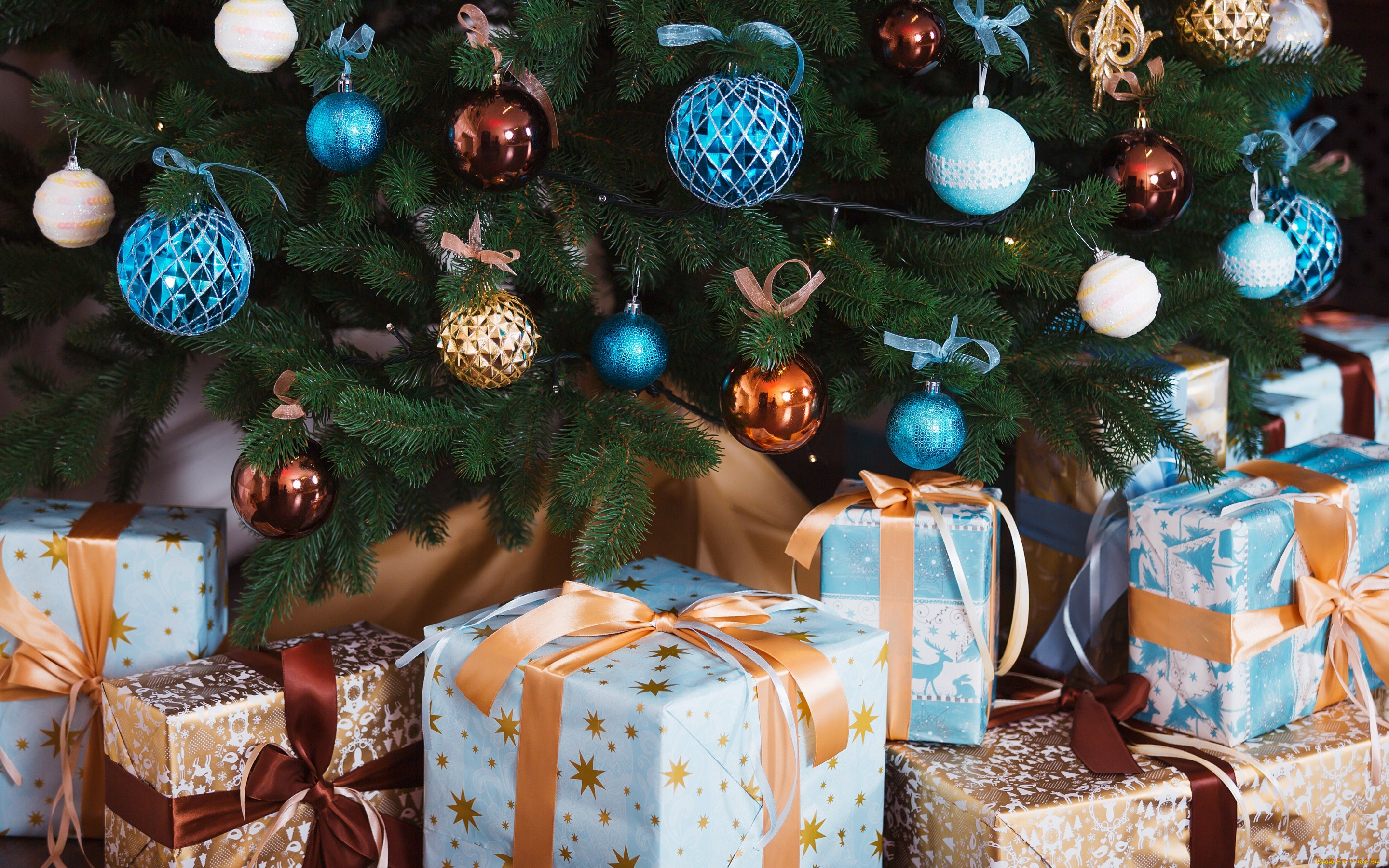 праздничные, подарки, и, коробочки, елка, подарки, праздник, шар, новый, год, шары