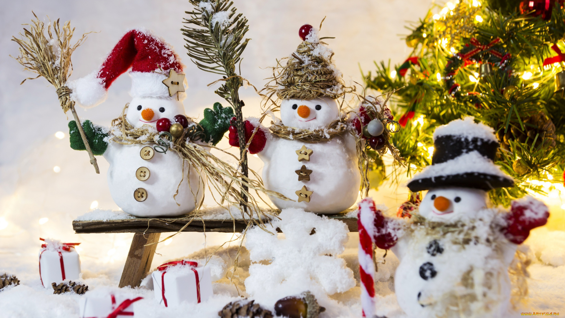праздничные, снеговики, снег, зима, decoration, snow