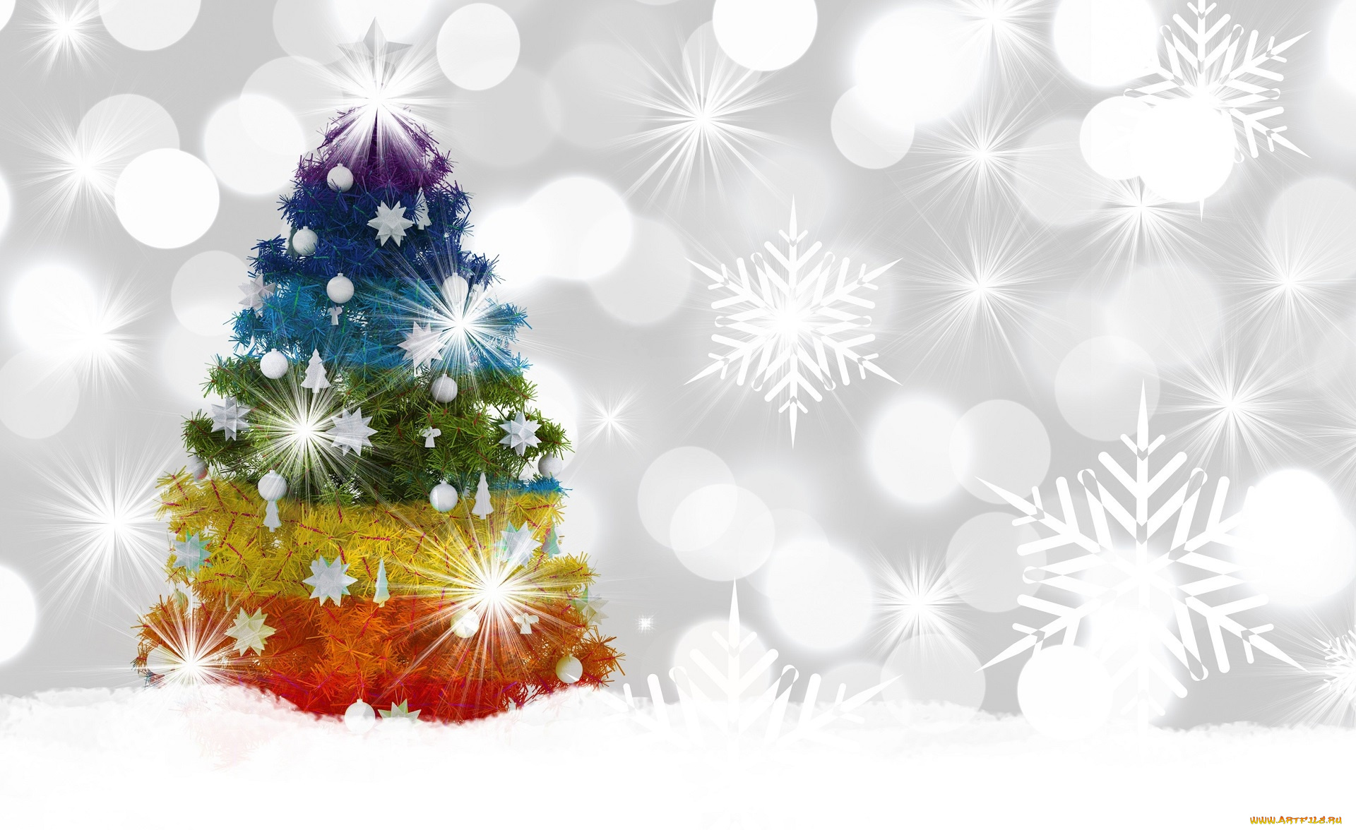 праздничные, векторная, графика, , новый, год, украшения, снежинки, цветная, боке, елка, новый, год, зима