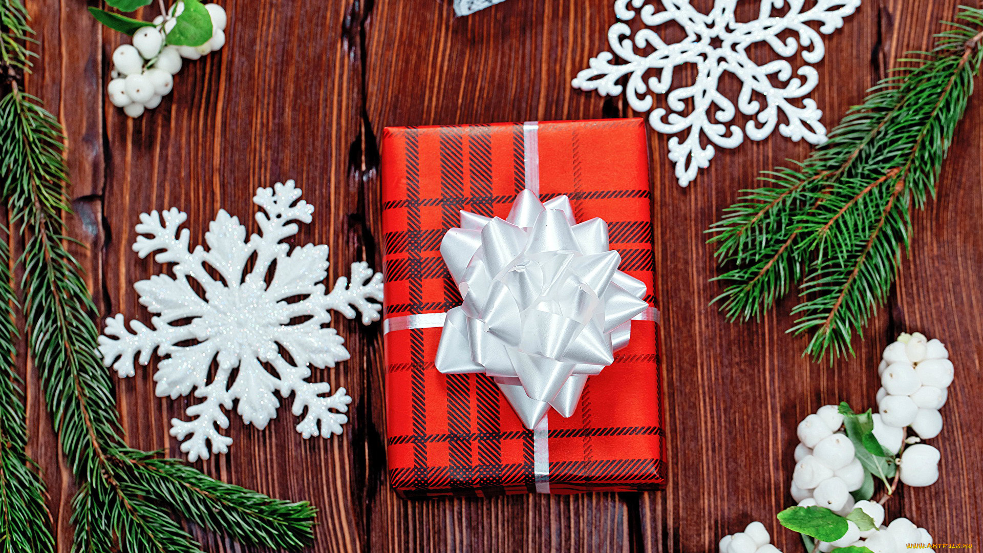 праздничные, подарки, и, коробочки, снежинки, подарок, ветки