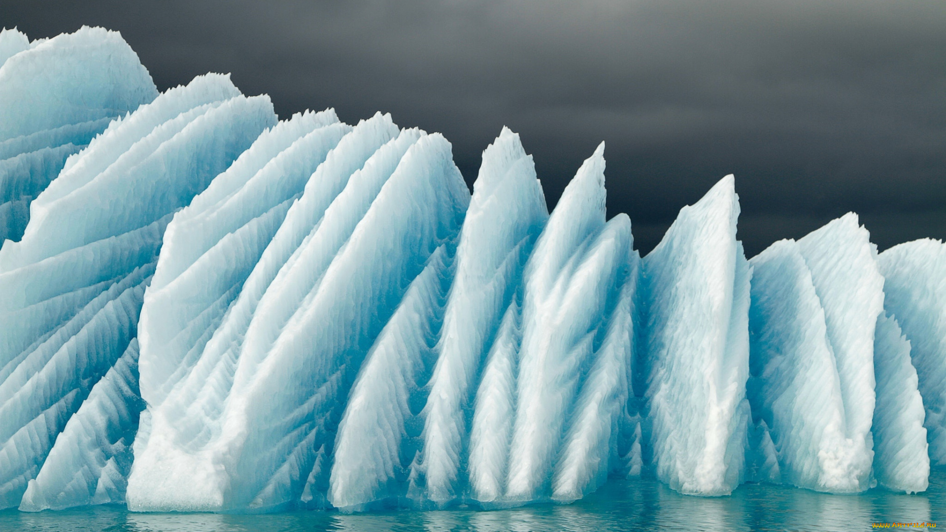 природа, айсберги, и, ледники, ледник, лед, море