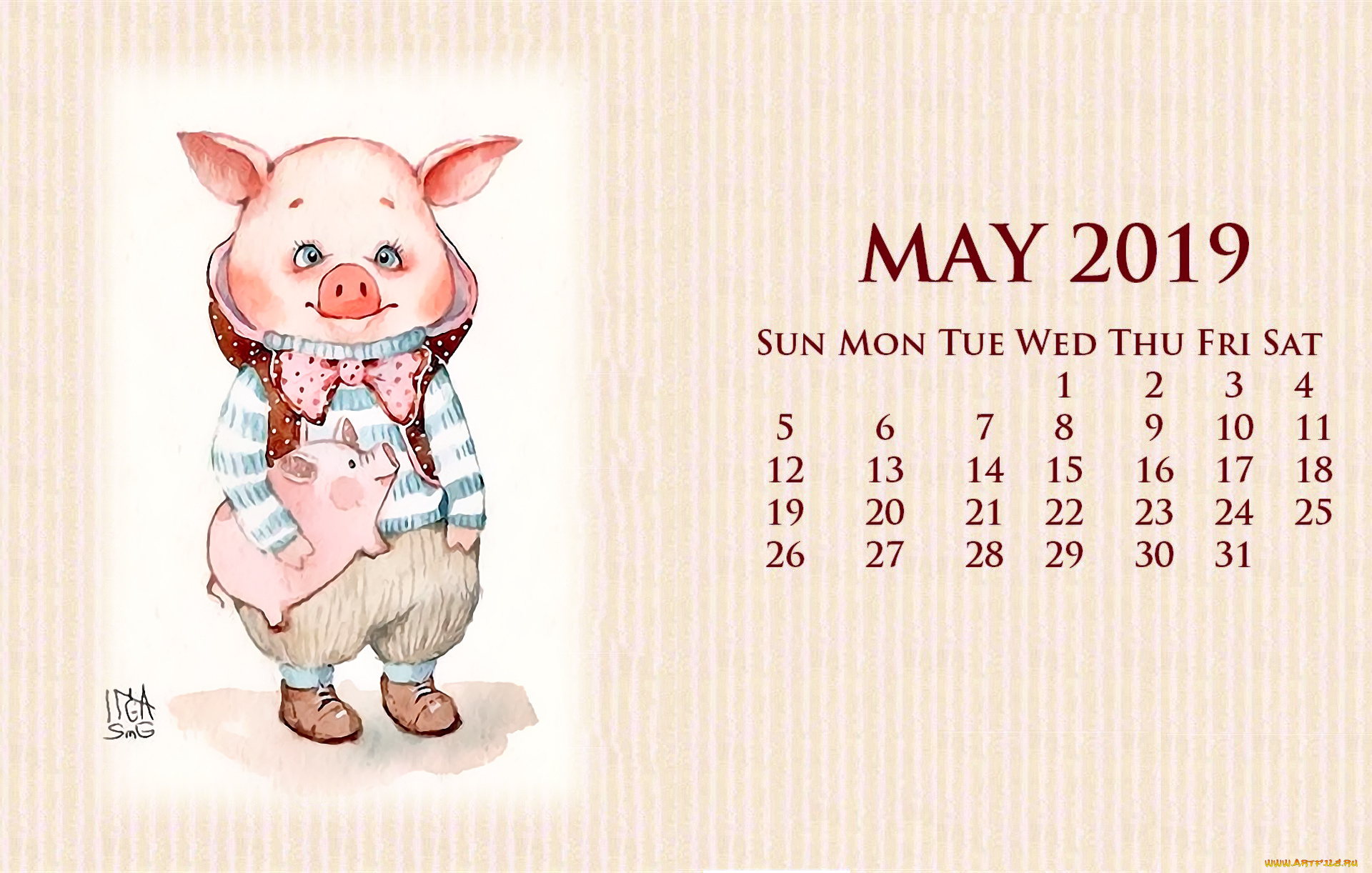 календари, рисованные, , векторная, графика, поросенок, одежда, свинья